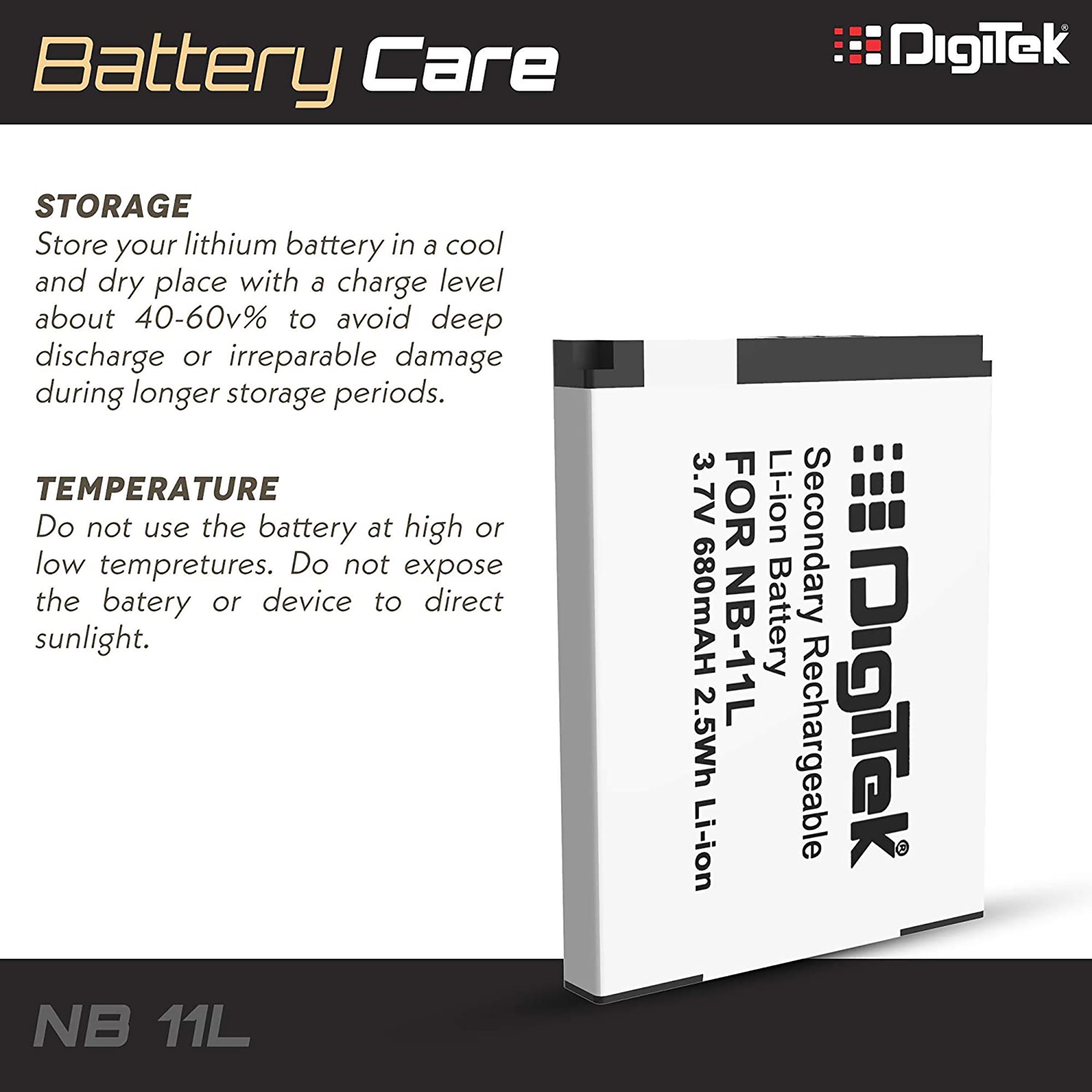 DigiTek NB-11L 680 mAh Li-ion Rechargeable Battery for IXUS 125 HS, 240 HS, PowerShot A1200, A2200 and A2300_7