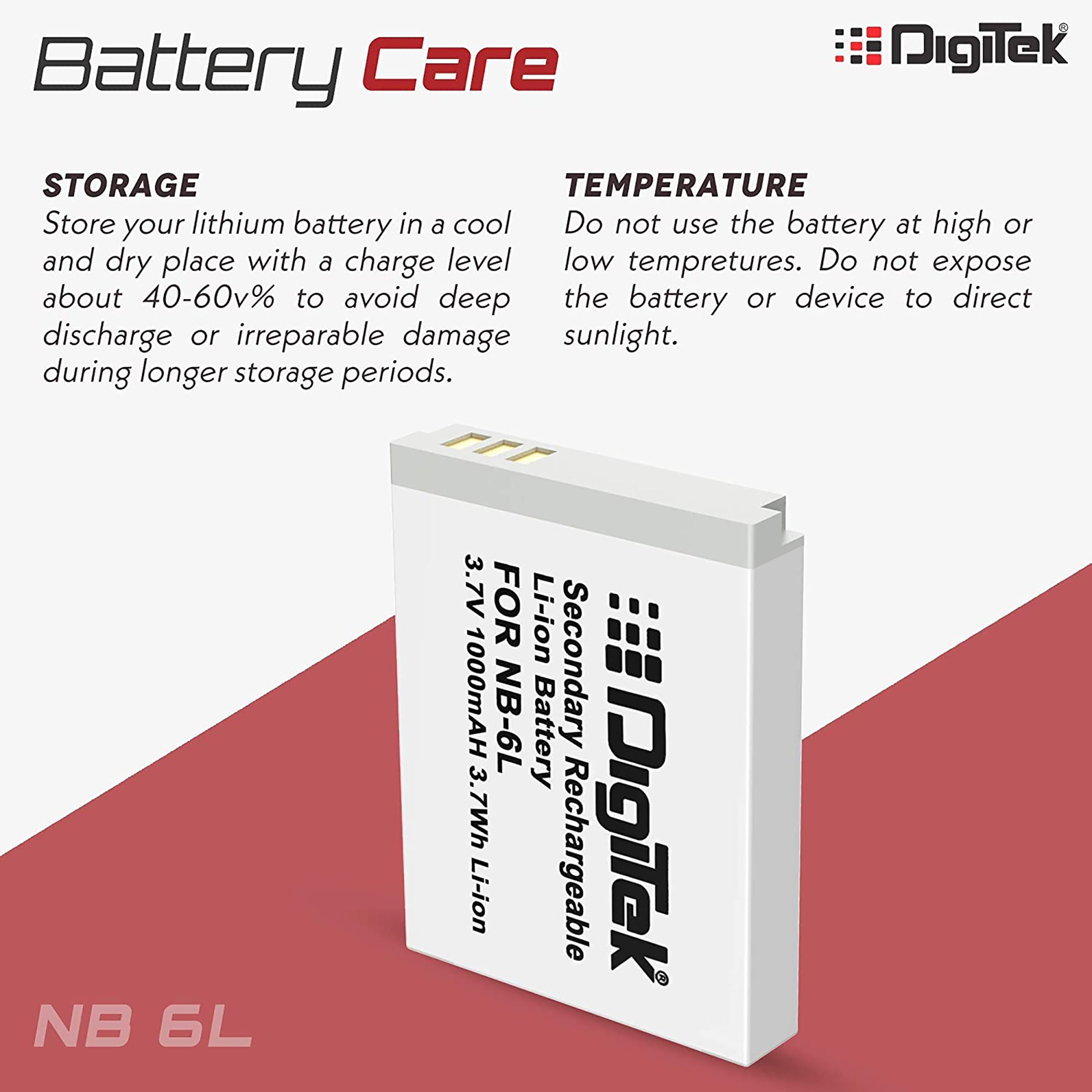 DigiTek NB-6L 1000 mAh Li-ion Rechargeable Battery for PowerShot SD4000_5