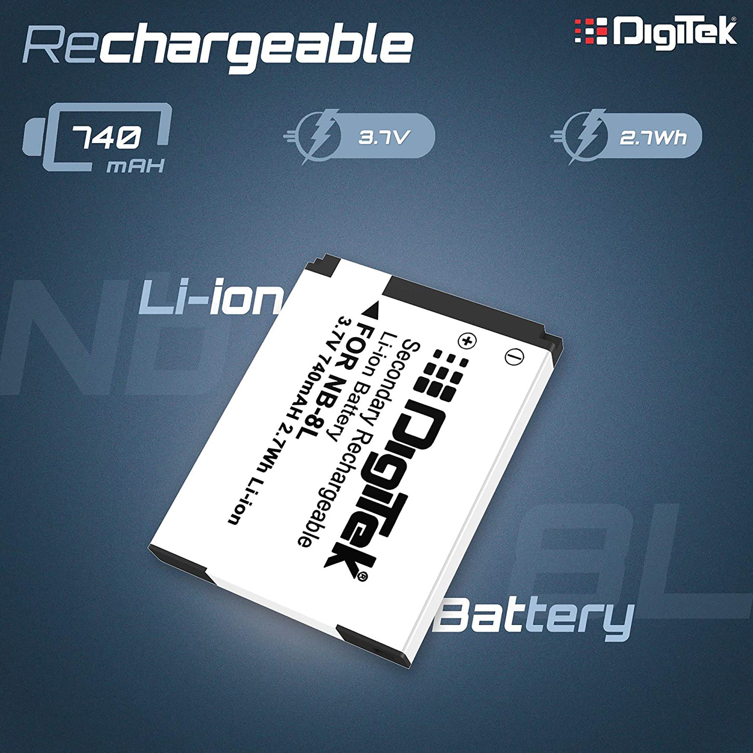 DigiTek NB-8L 740 mAh Li-ion Rechargeable Battery for PowerShot A2200IS, A3300IS, A3100IS, A3000IS and A3200IS_3