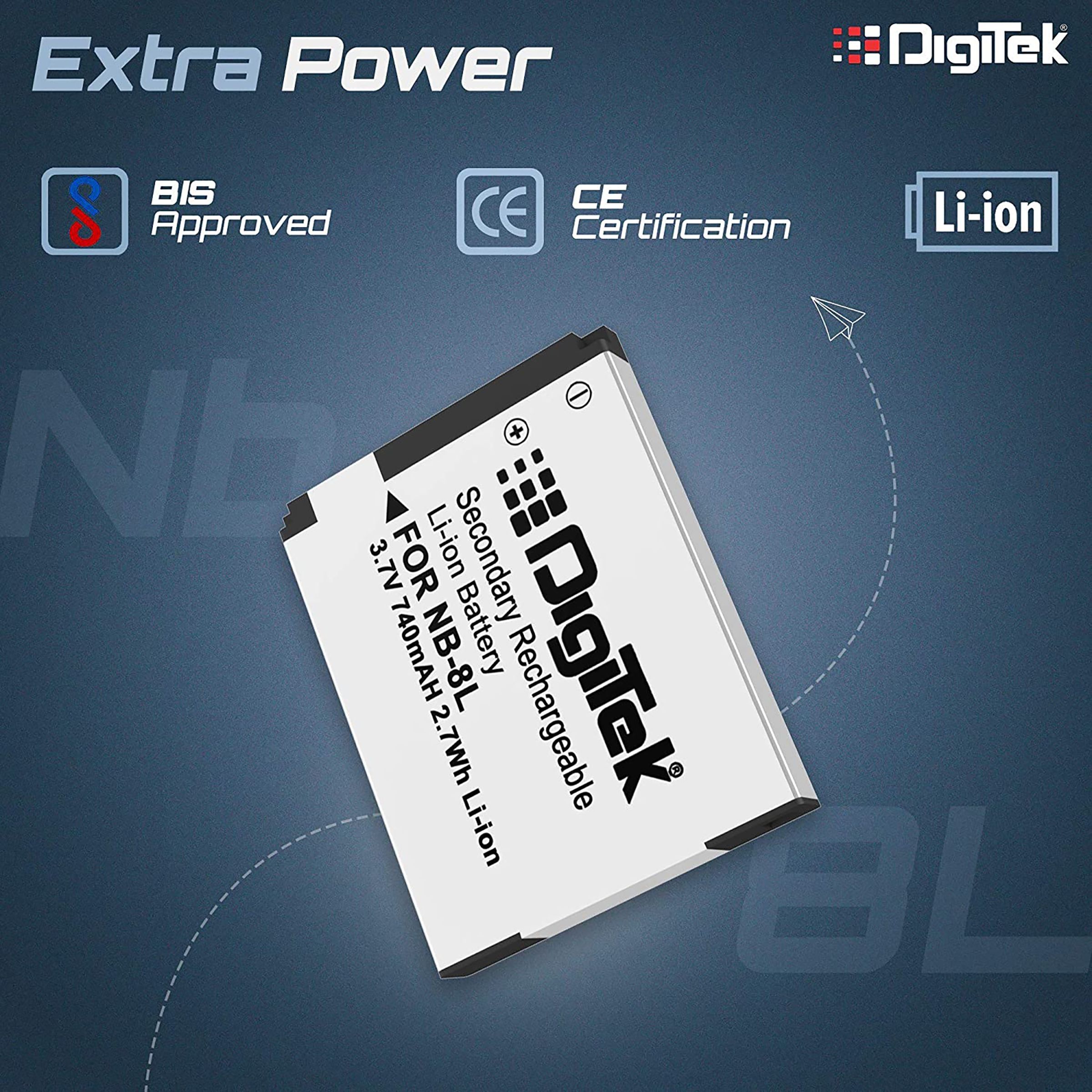 DigiTek NB-8L 740 mAh Li-ion Rechargeable Battery for PowerShot A2200IS, A3300IS, A3100IS, A3000IS and A3200IS_4