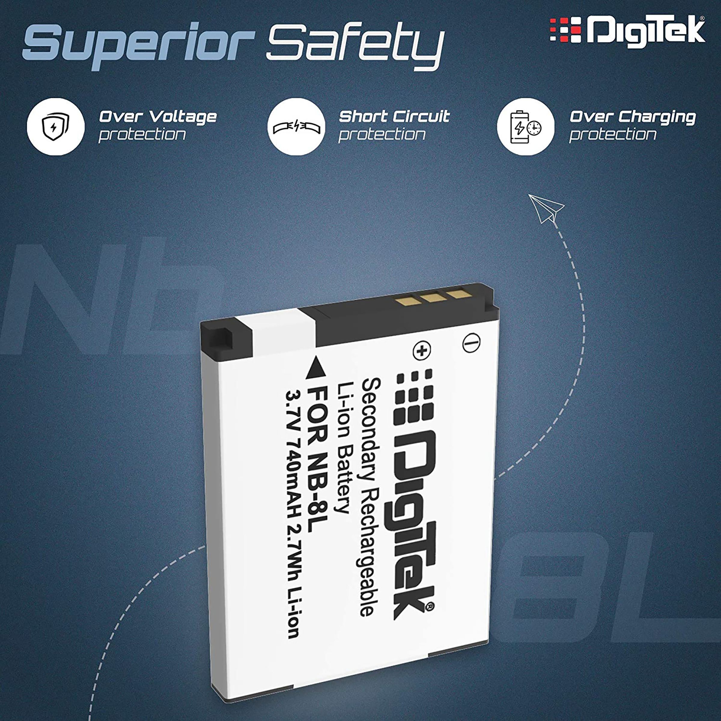 DigiTek NB-8L 740 mAh Li-ion Rechargeable Battery for PowerShot A2200IS, A3300IS, A3100IS, A3000IS and A3200IS_5