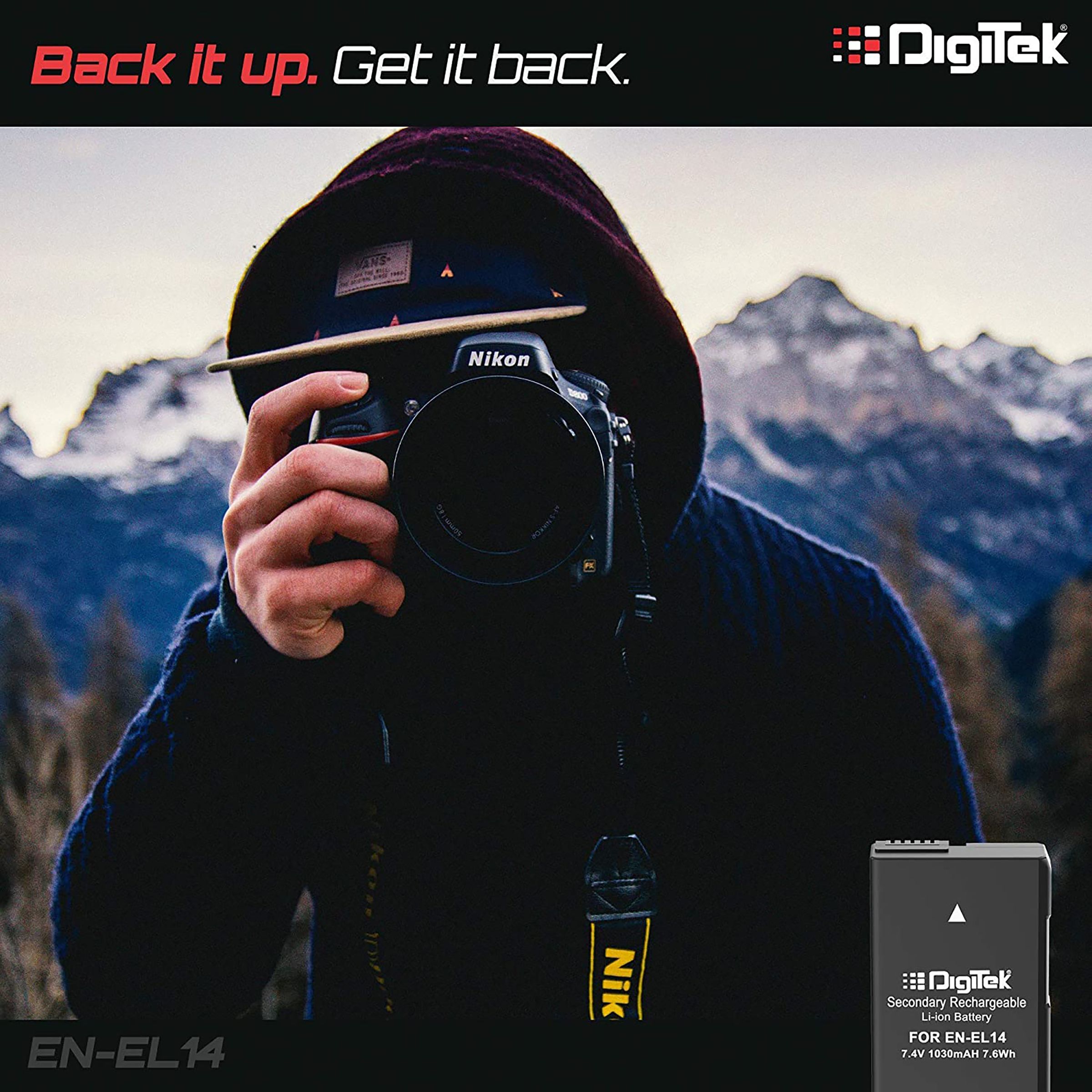 DigiTek EN-EL14 Plus 1030 mAh Li-ion Rechargeable Battery for D3100, D5100 and Coolpix P7000_7