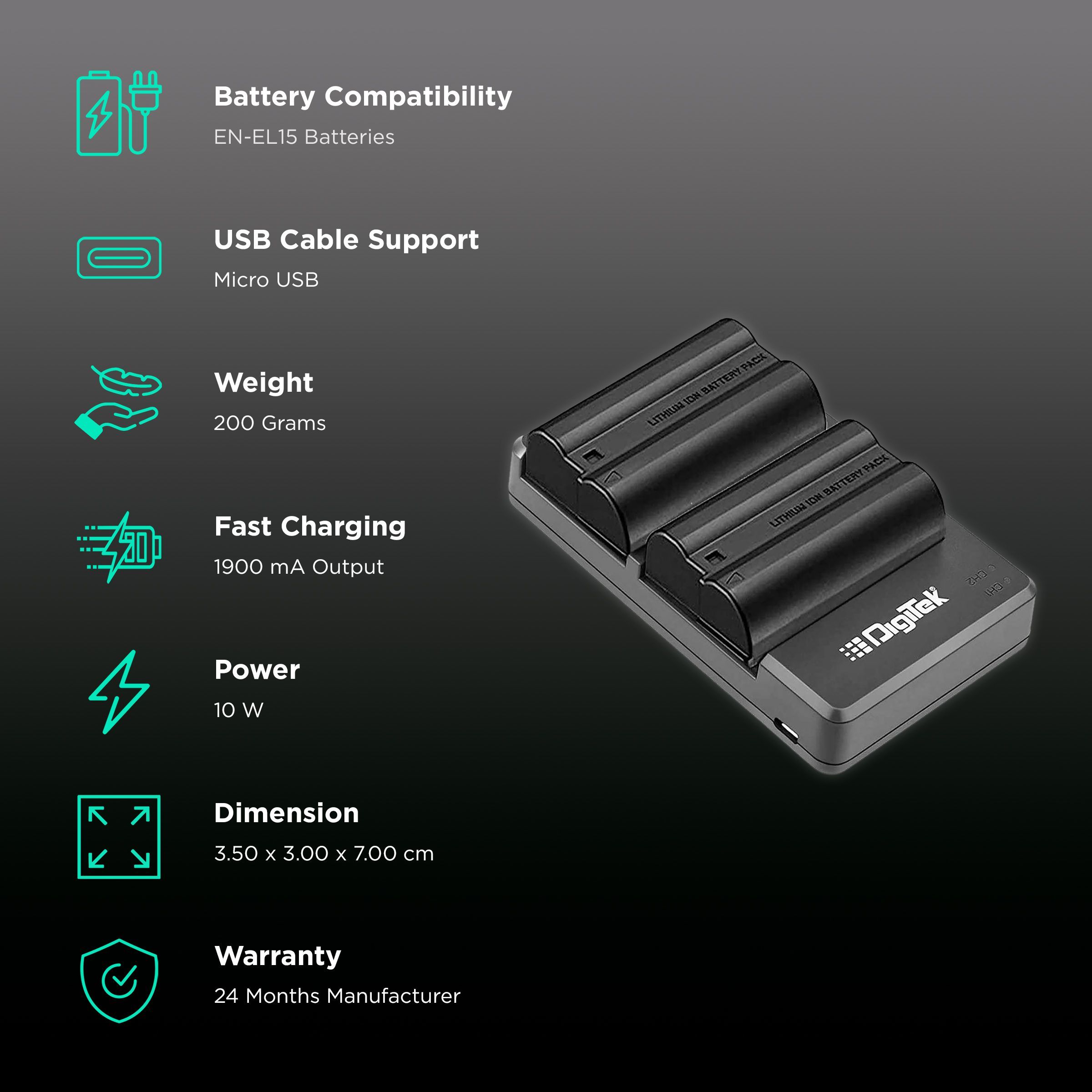 DigiTek DUC 010 Camera Battery Charger Combo for EN-EL15_2