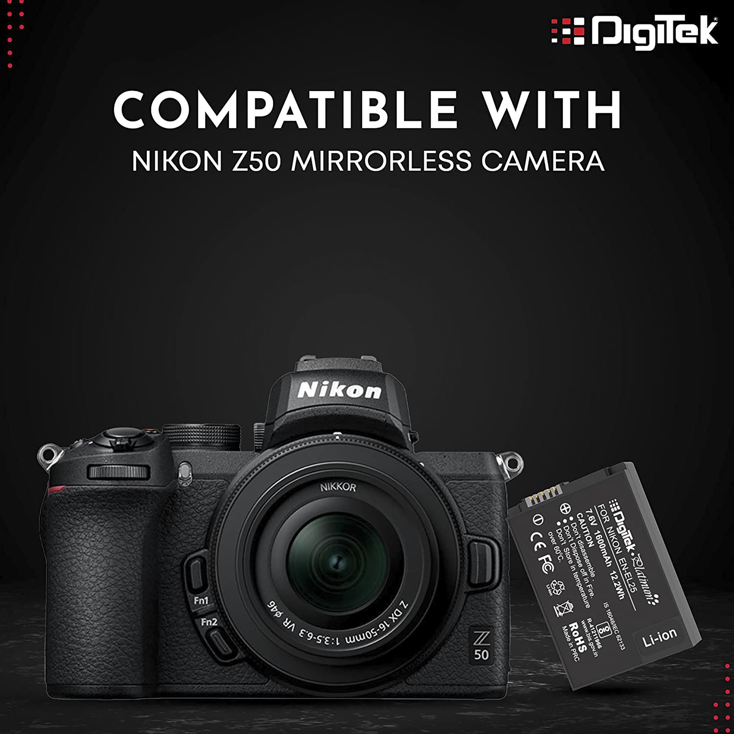 DigiTek EN-EL25 Platinum 1600 mAh Li-ion Rechargeable Battery for Z 50_10