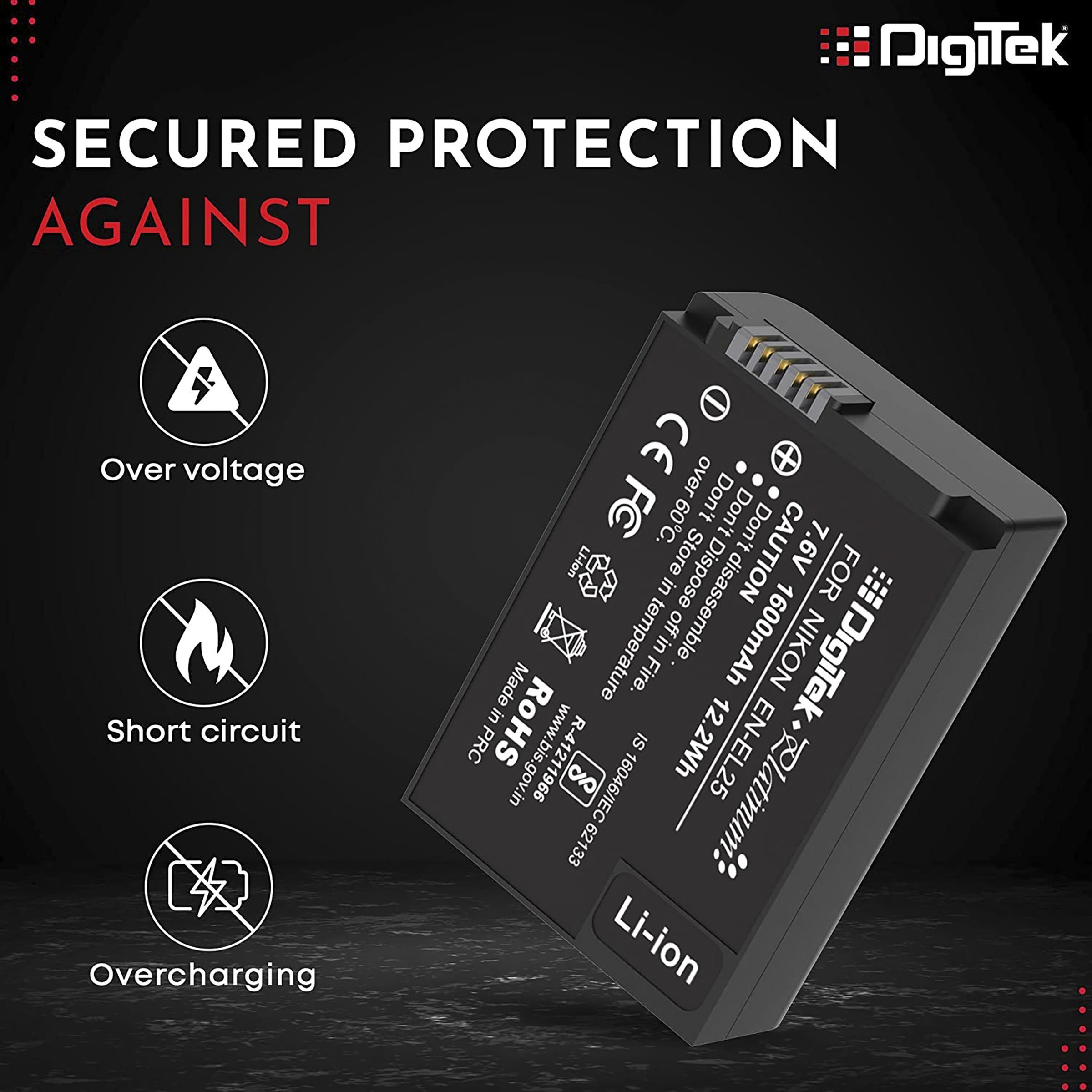 DigiTek EN-EL25 Platinum 1600 mAh Li-ion Rechargeable Battery for Z 50_11