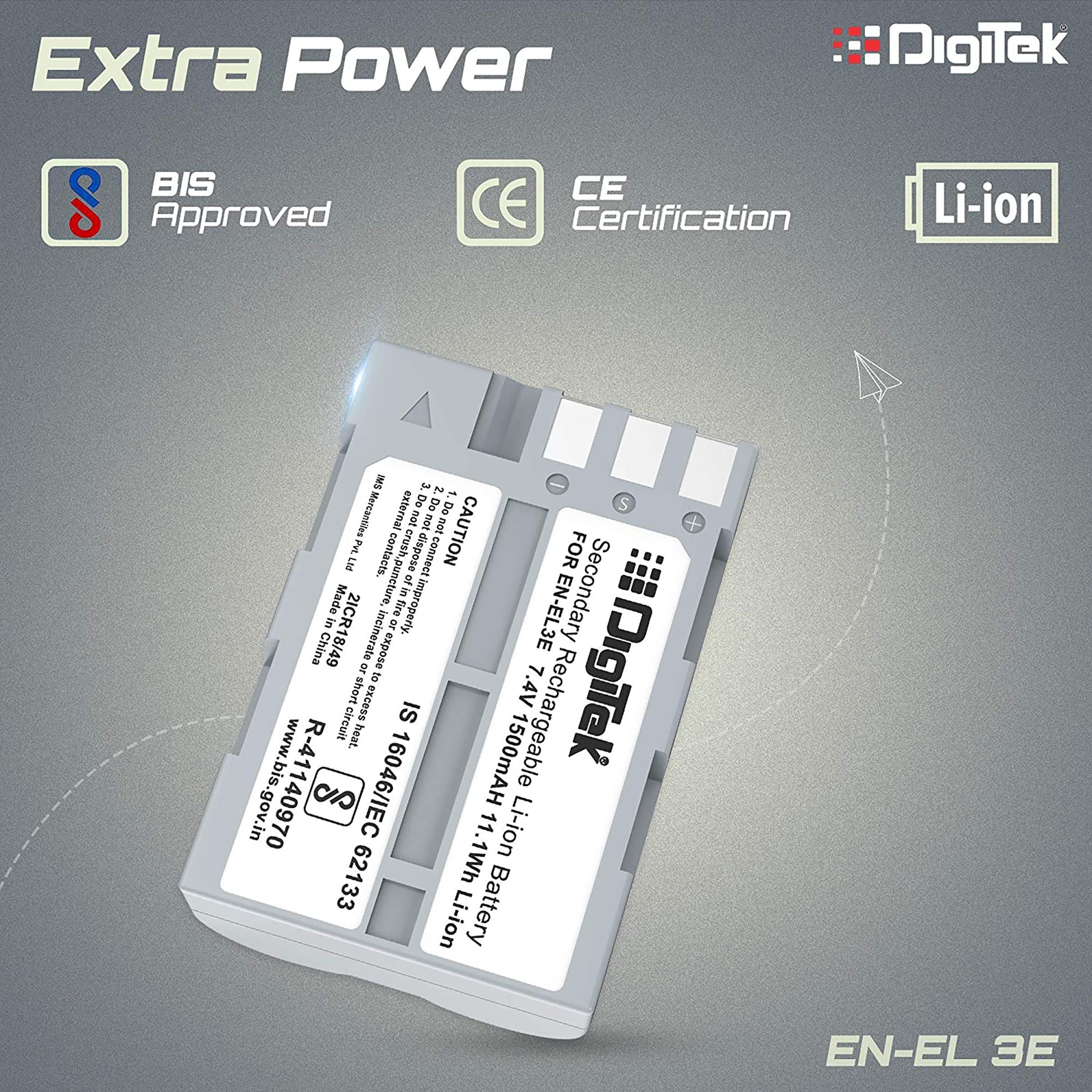 DigiTek EN-EL3E 1500 mAh Li-ion Rechargeable Battery for D700, D300, D300S, D200, D100, D90, D80, D70 and D50_4
