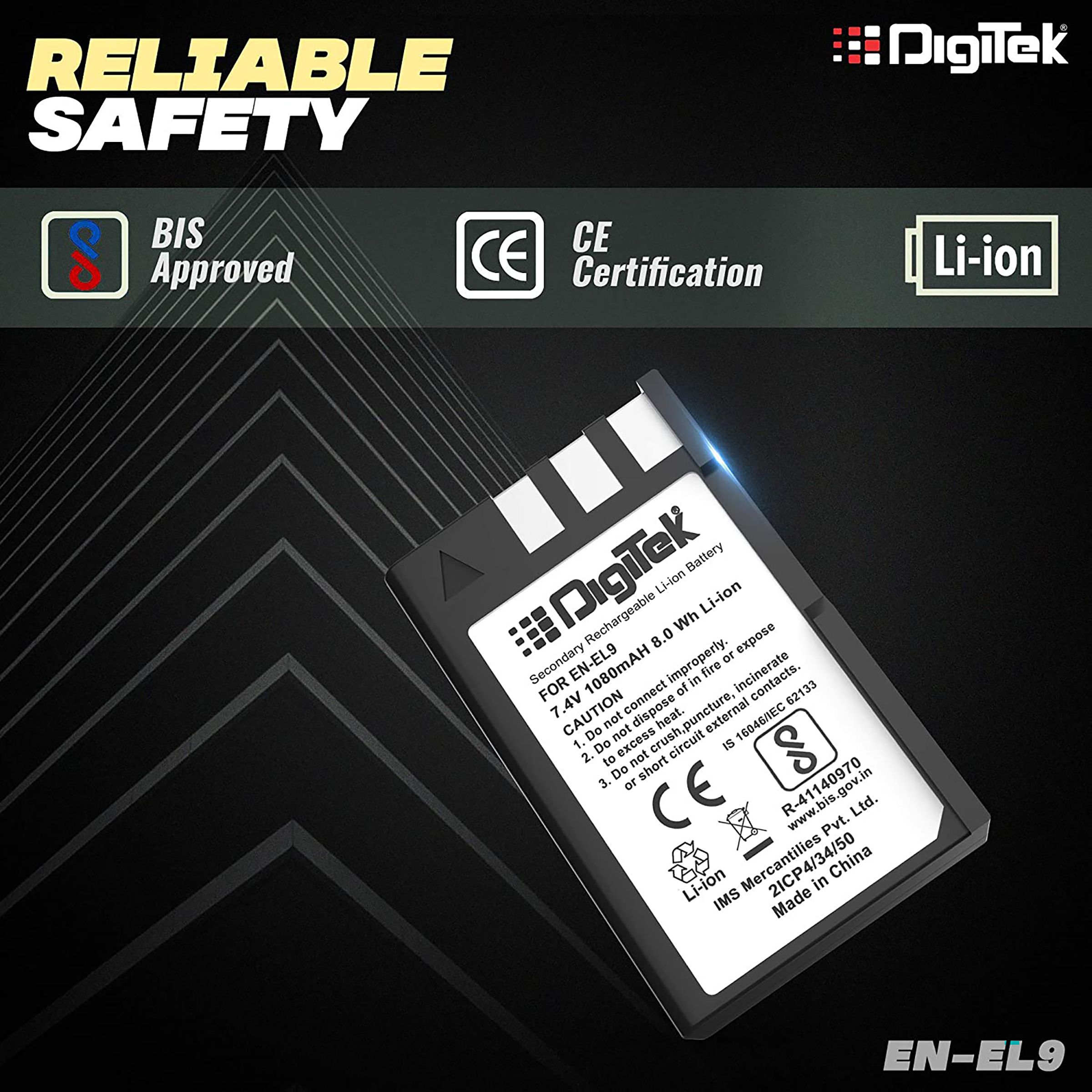 DigiTek EN-EL9 1080 mAh Li-ion Rechargeable Battery for D3000, D5000, D40, D50, D60, D6R1, D3X and D40X DigiTek EN-EL9 1080 mAh Li-ion Rechargeable Battery for D3000, D5000, D40, D50, D60, D6R1, D3X and D40X_4