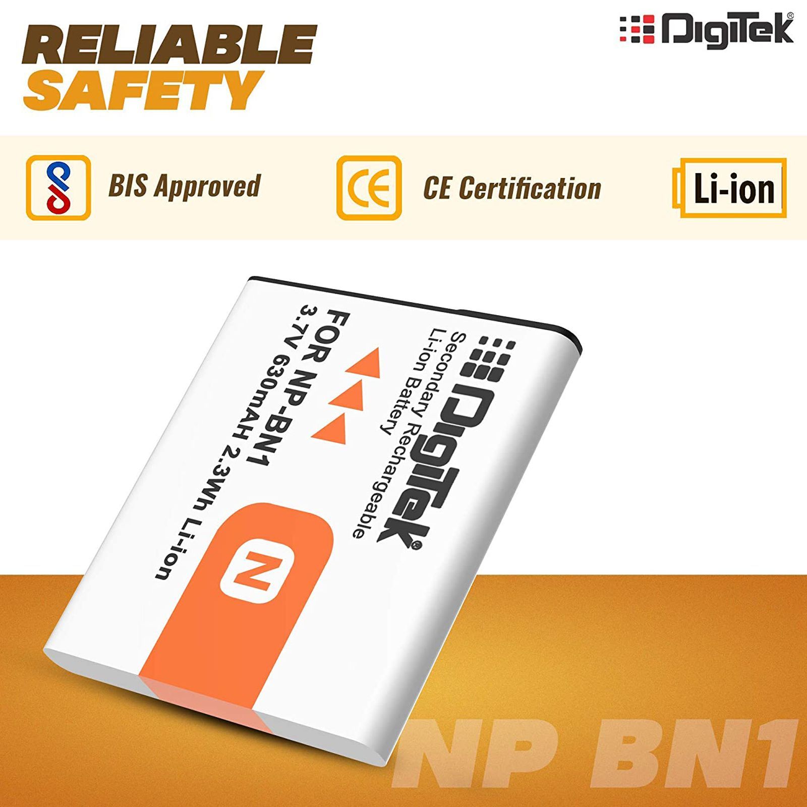 DigiTek NP-BN1 630 mAh Li-ion Rechargeable Battery for TX7-W-390, W-380, W-370, W-350, W-330 and W-310_3