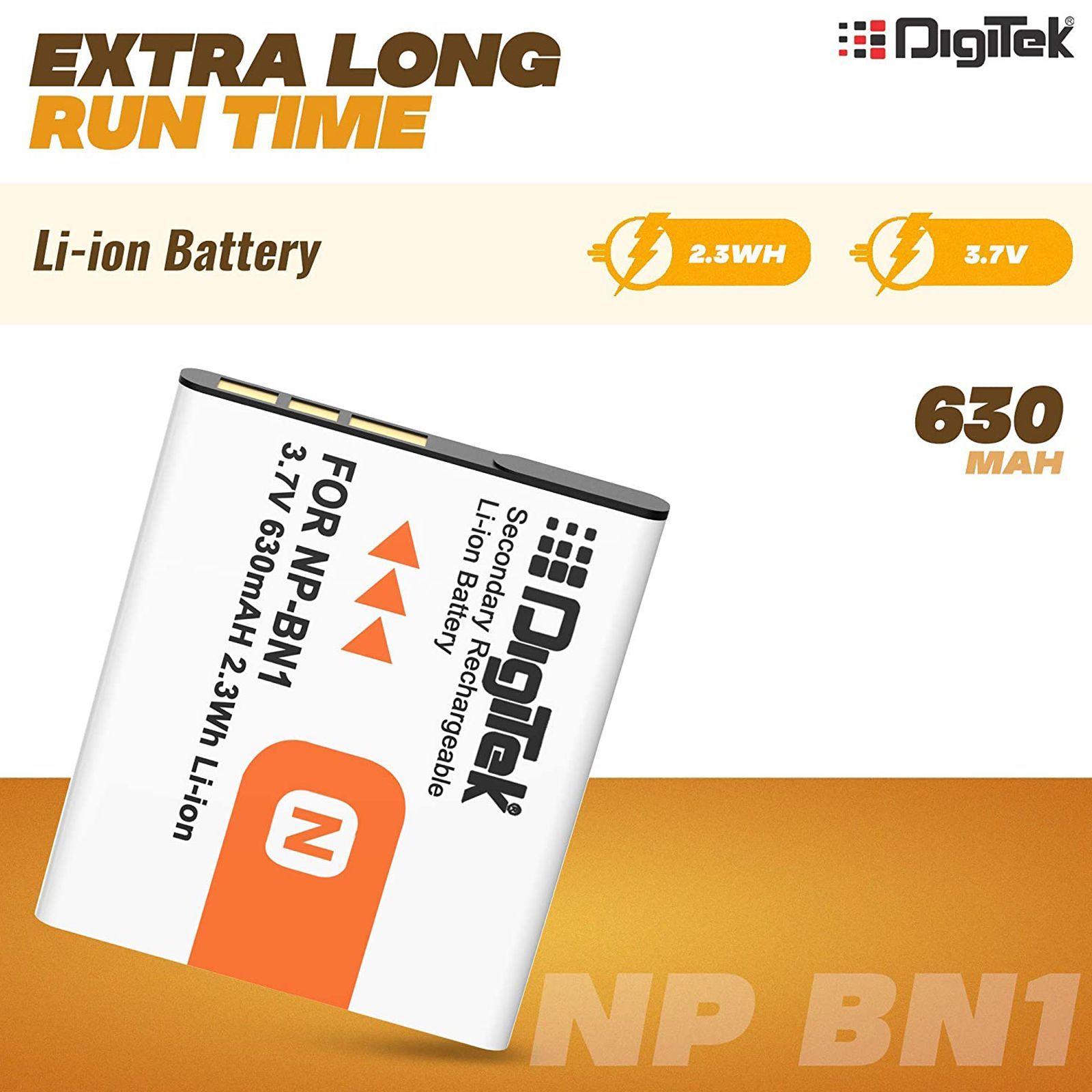 DigiTek NP-BN1 630 mAh Li-ion Rechargeable Battery for TX7-W-390, W-380, W-370, W-350, W-330 and W-310_4