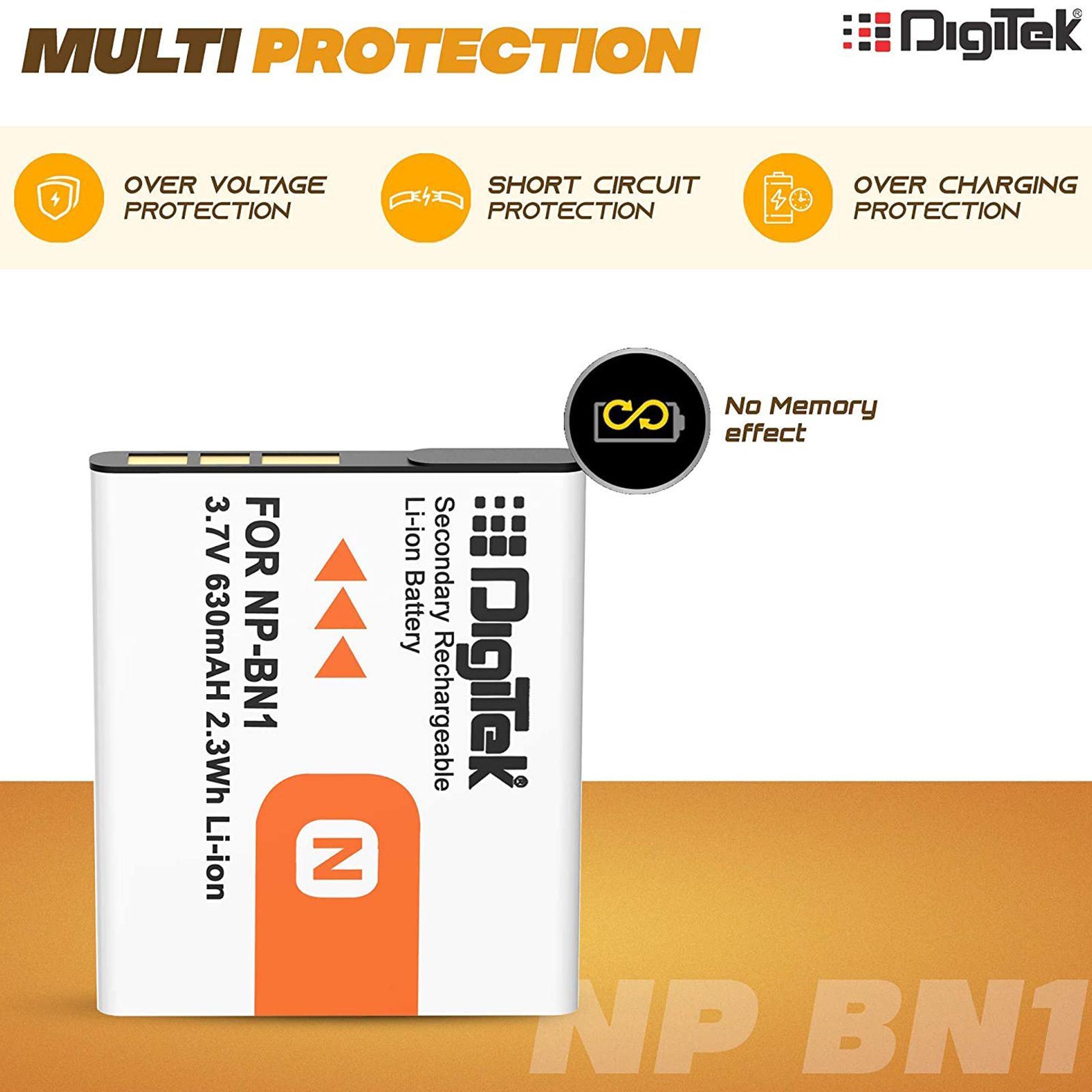DigiTek NP-BN1 630 mAh Li-ion Rechargeable Battery for TX7-W-390, W-380, W-370, W-350, W-330 and W-310_5