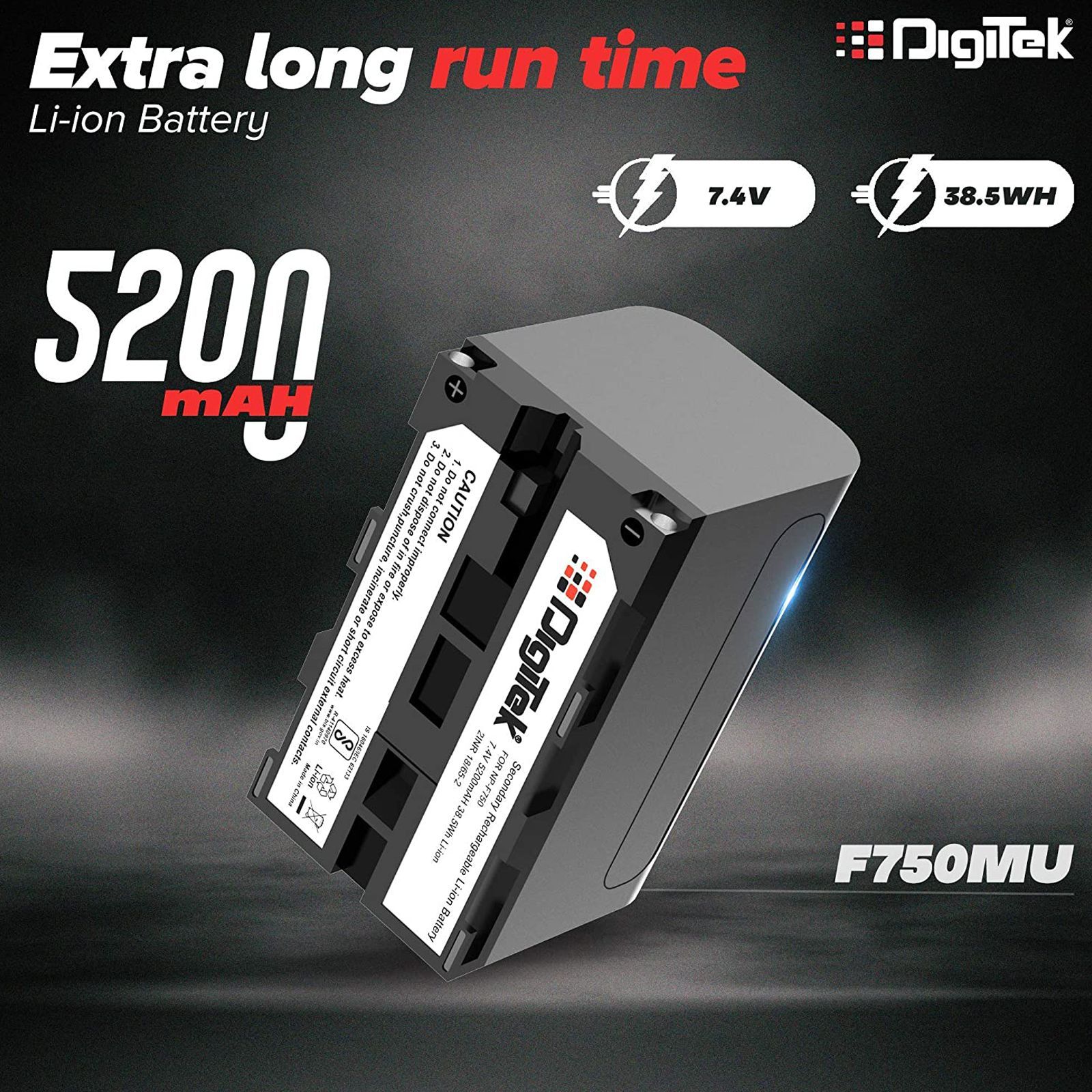 DigiTek NP-F750 MU 5200 mAh Li-ion Rechargeable Battery for CCD-TRV215, CCD-TR917, CCD-TR315, HDR-FX1000 and HDR-FX7_5