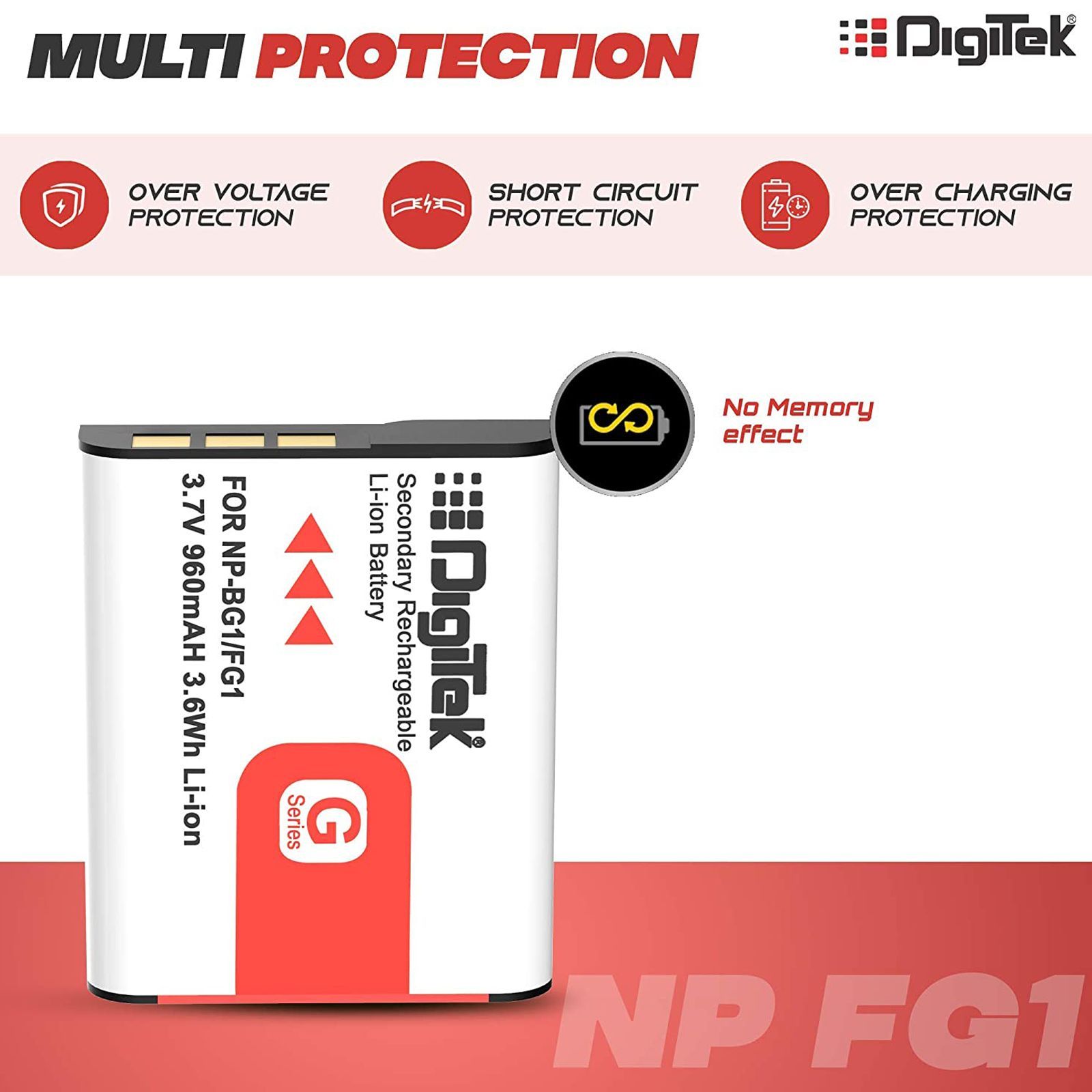 DigiTek NP-FG1 960 mAh Li-ion Rechargeable Battery for W80, W100, W130, W70, W30 and W55_3
