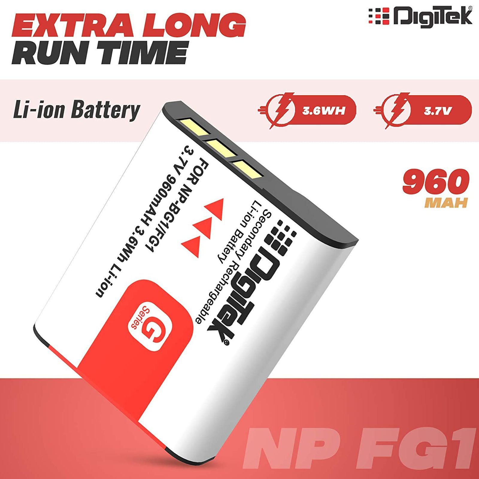 DigiTek NP-FG1 960 mAh Li-ion Rechargeable Battery for W80, W100, W130, W70, W30 and W55_6