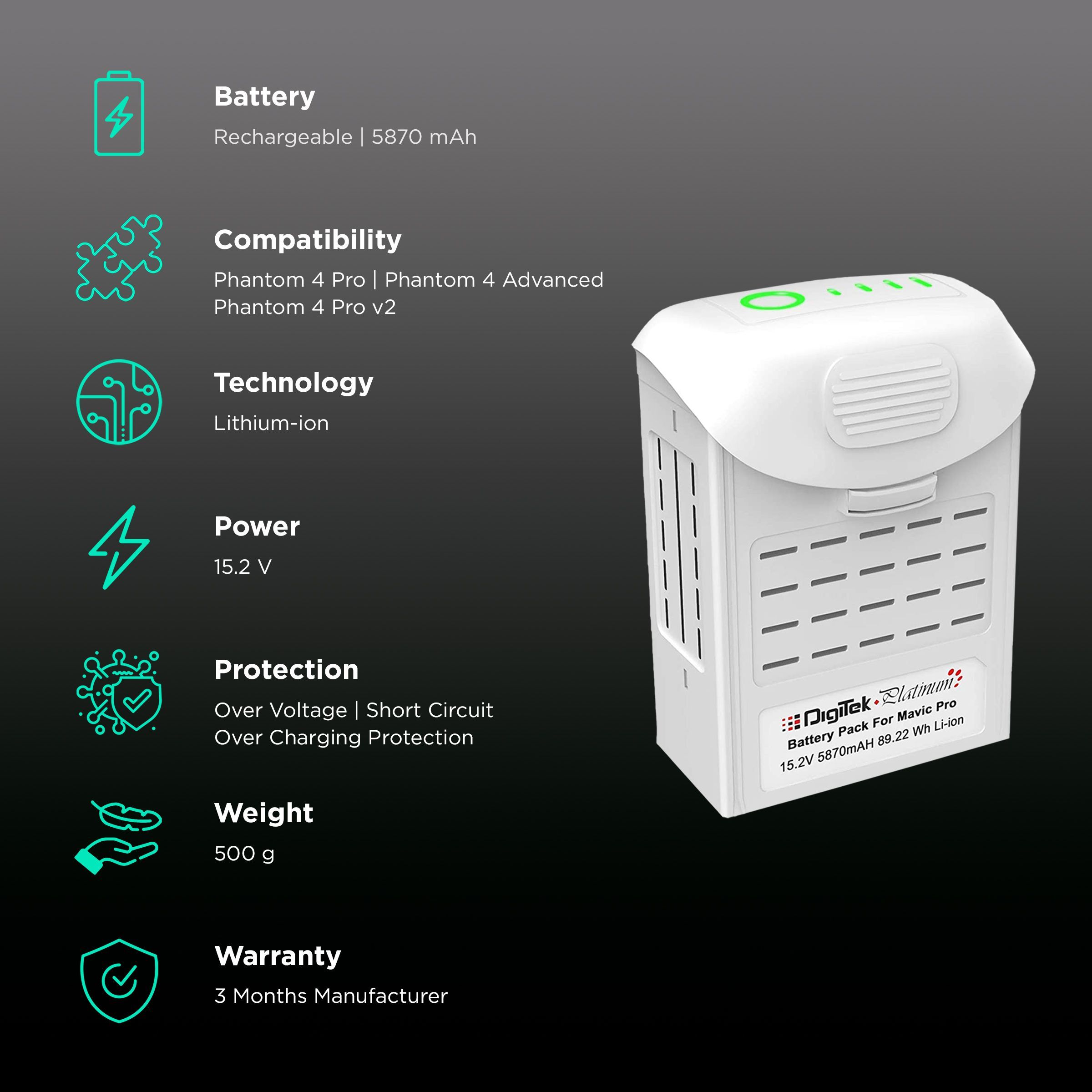 DigiTek DJI Phantom IV 5870 mAh Li-ion Rechargeable Battery_2