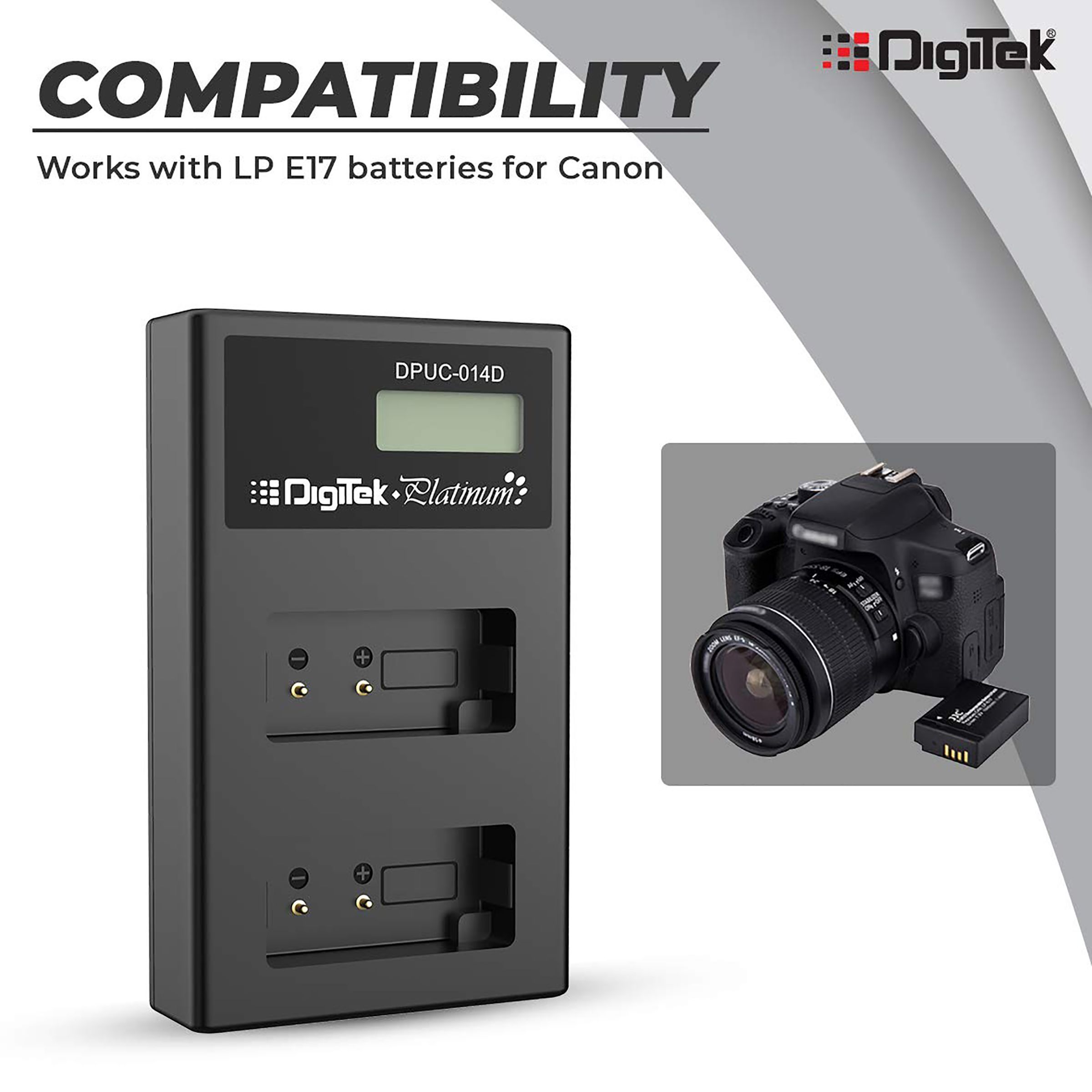 DigiTek Platinum DPUC 014D (LCD MU) Fast Camera Battery Charger for LP-E17 (2-Ports, Over Voltage Protection)_3