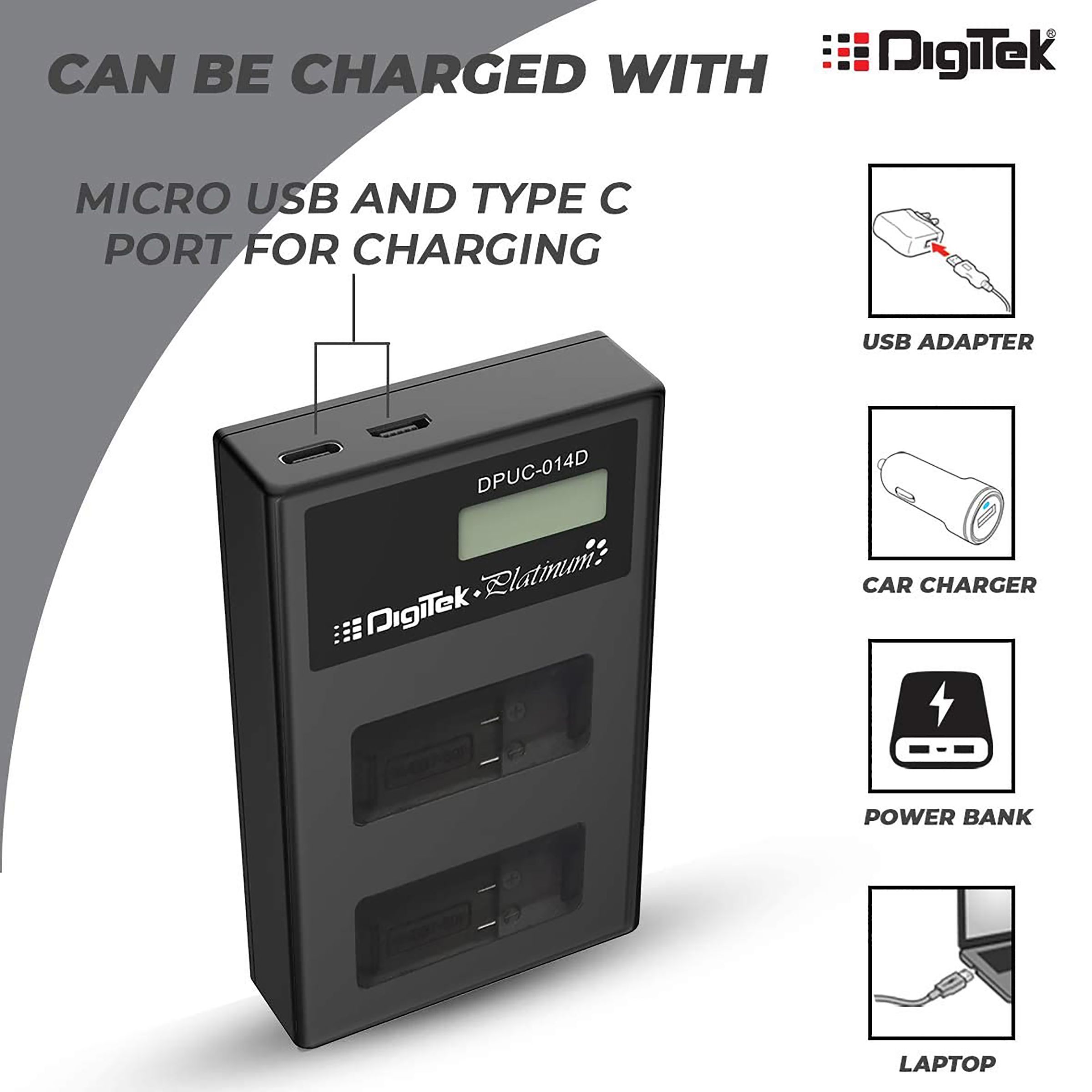 DigiTek Platinum DPUC 014D (LCD MU) Fast Camera Battery Charger for Hero9 (2-Ports, Over Voltage Protection)_4