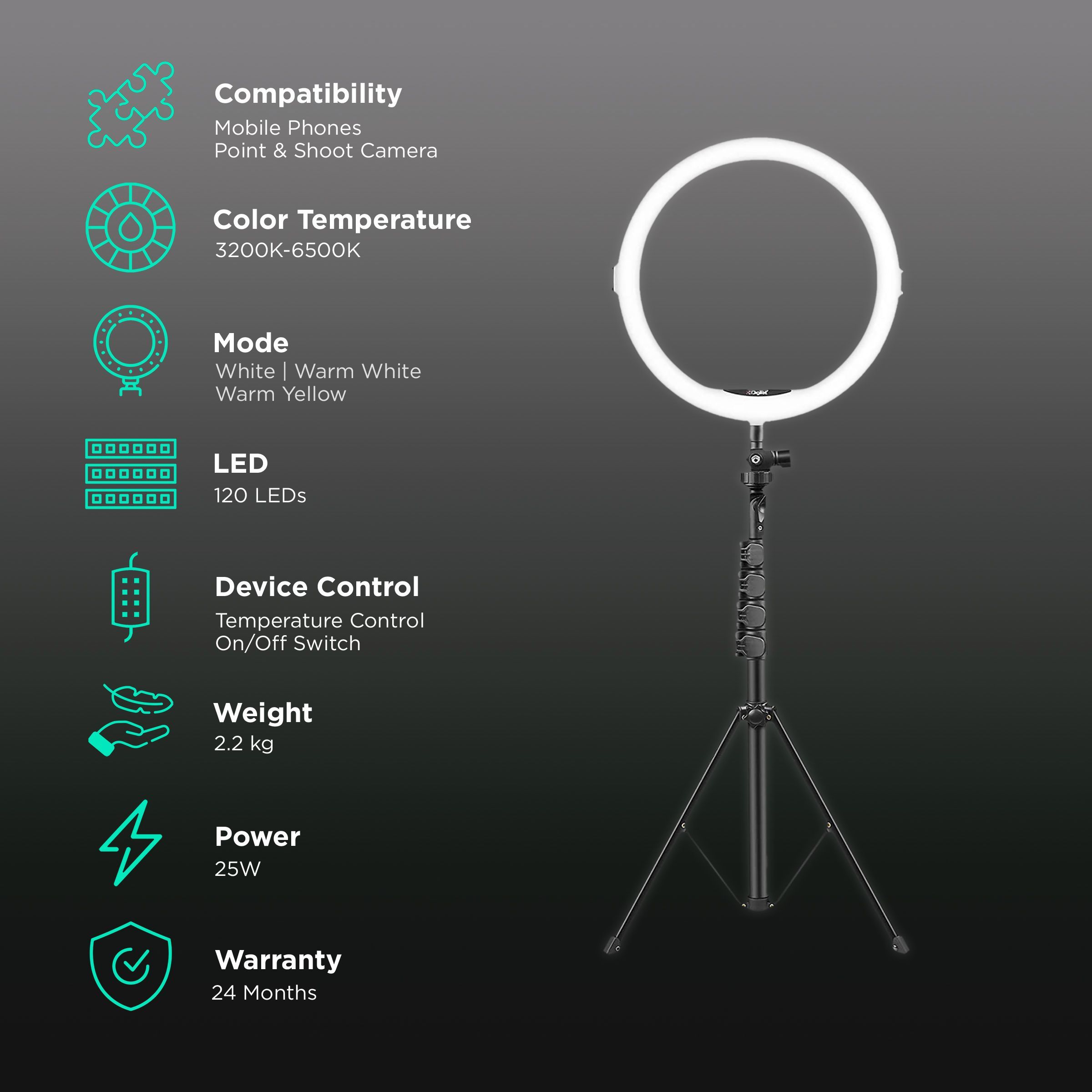 Digitek DRL 12C Ring Light with Light Stand for Live Streaming, Selfie, Video Chatting & Vlogging (Maximum Load Upto 5Kg)_3