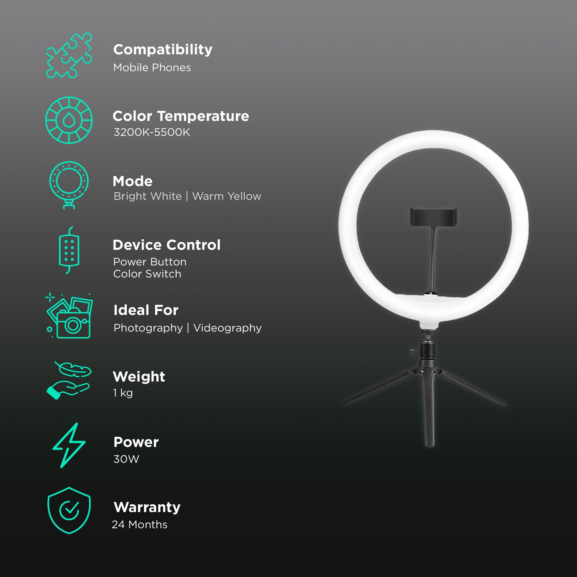 Digitek DRL-14C Ring Light with Mini Tripod for Still Photography & Videography (Adjustable Stand)_3