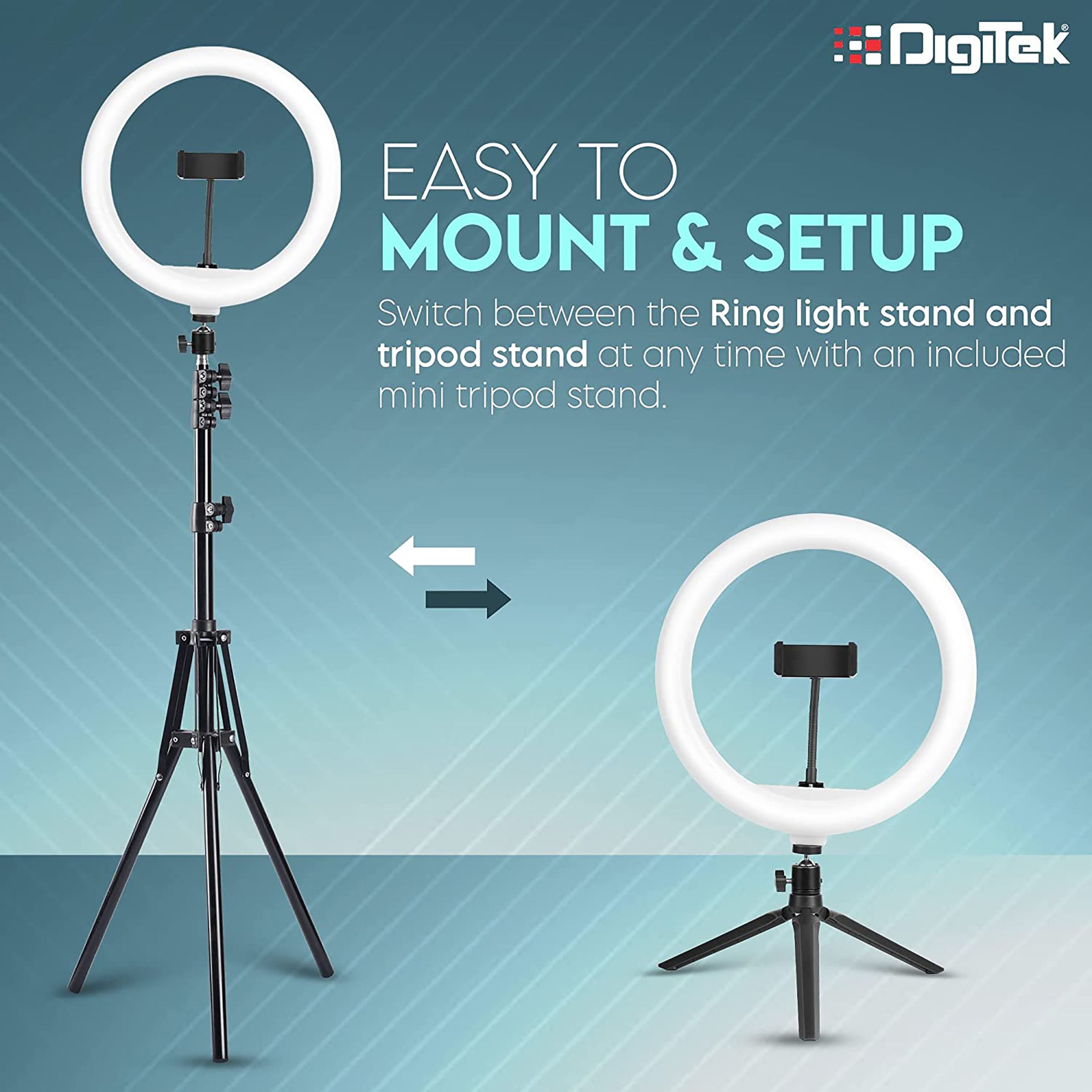 Digitek DRL-14C Ring Light with Mini Tripod for Still Photography & Videography (Adjustable Stand)_5
