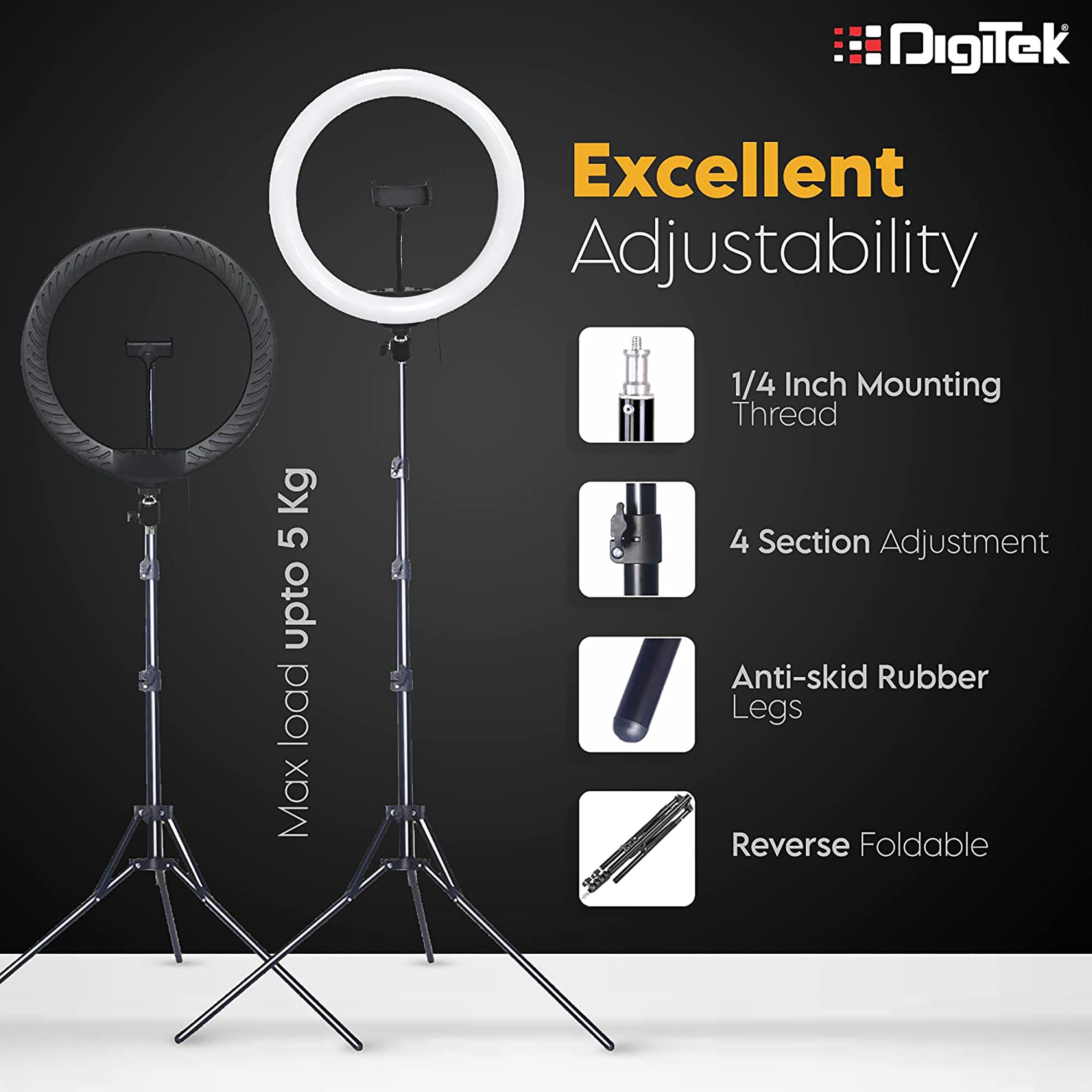 Digitek DRL-15C RGB Ring Light with Stand for Live Streaming, Selfie, Video Chatting & Vlogging (Maximum Load Upto 5Kg) Digitek DRL-15C RGB Ring Light with Stand for Live Streaming, Selfie, Video Chatting & Vlogging (Maximum Load Upto 5Kg)_5