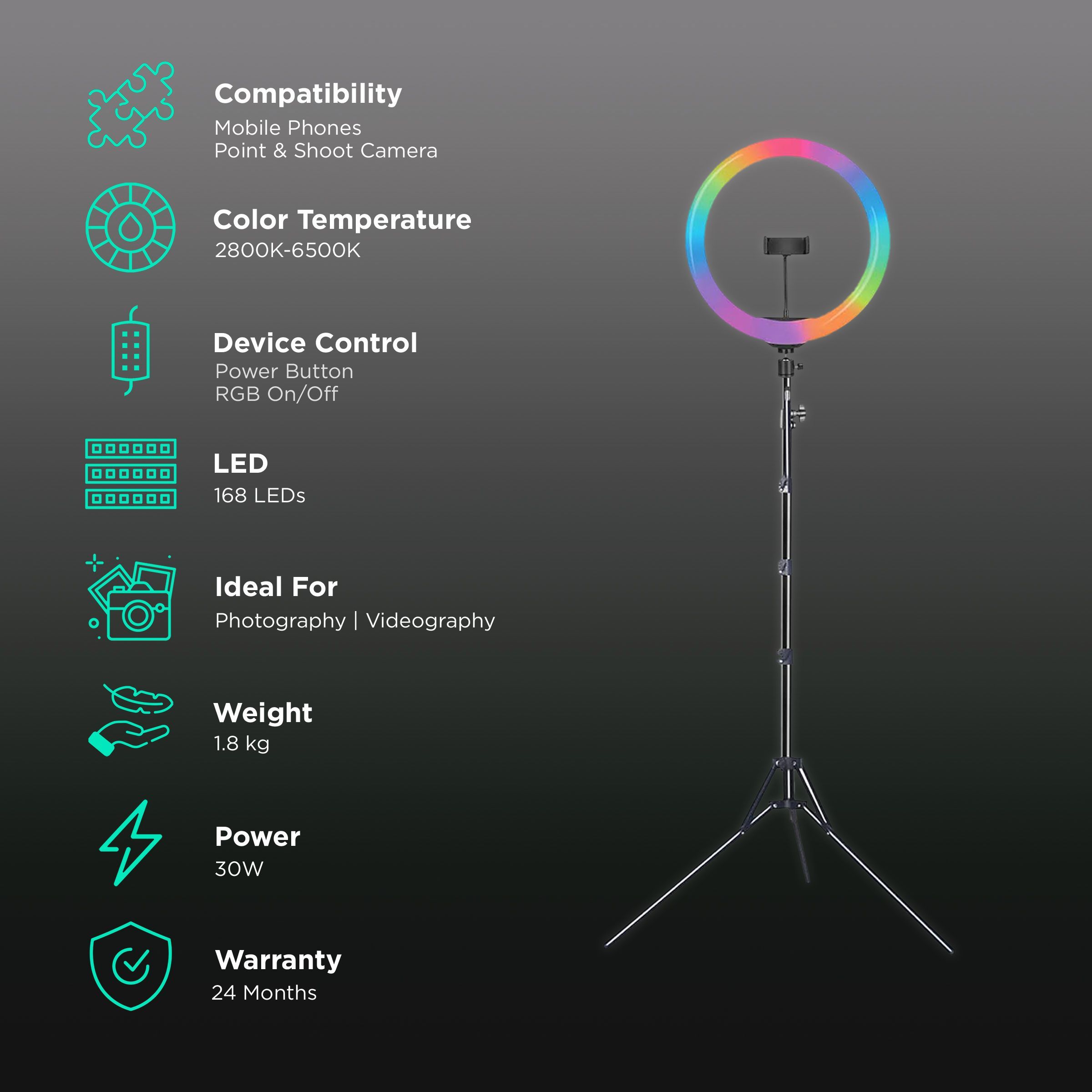 Digitek DRL-15C RGB Ring Light with Stand for Live Streaming, Selfie, Video Chatting & Vlogging (Maximum Load Upto 5Kg) Digitek DRL-15C RGB Ring Light with Stand for Live Streaming, Selfie, Video Chatting & Vlogging (Maximum Load Upto 5Kg)_3