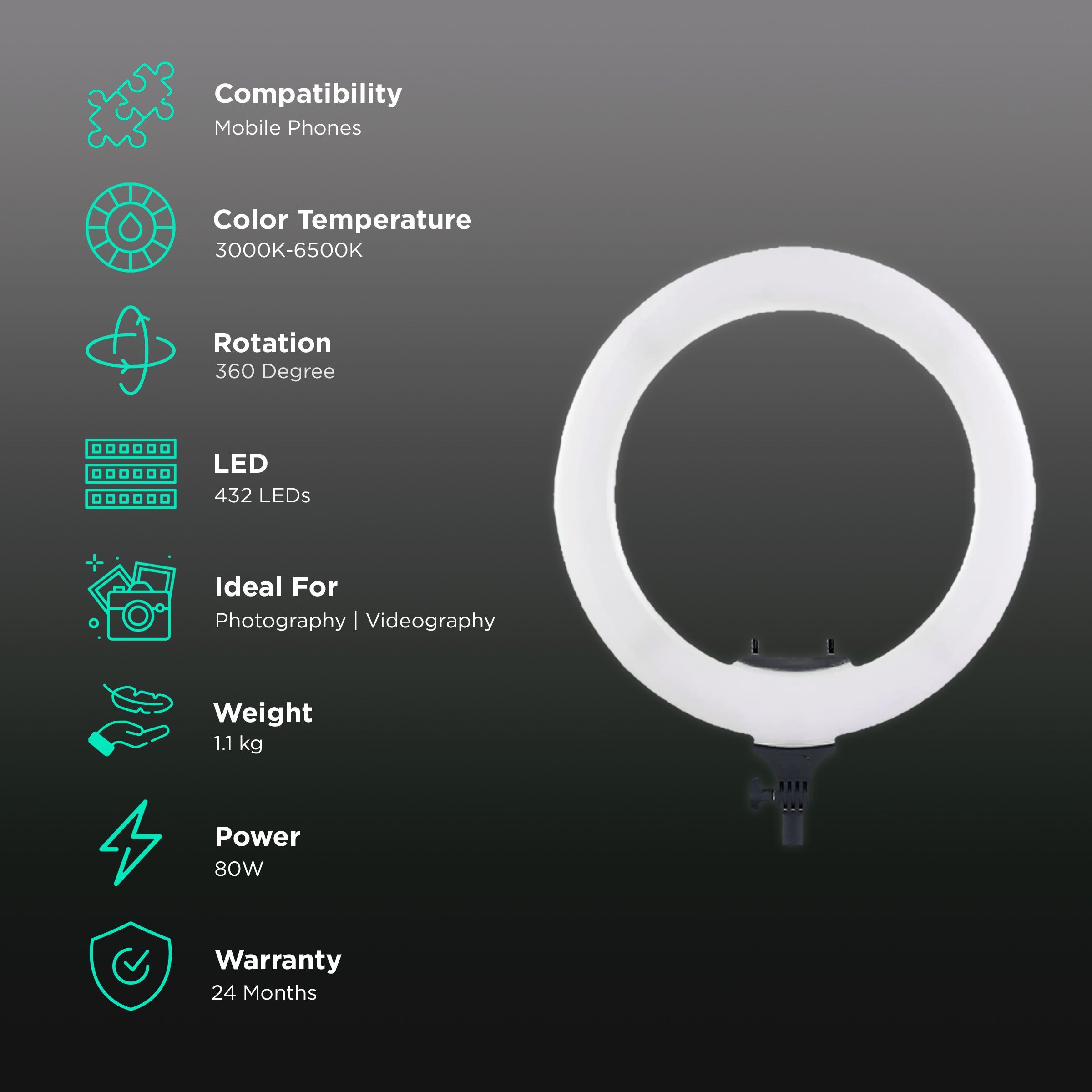 Digitek Platinum Ring Light with Mobile Holder for Still Photography & Videography (Color Temperature Control)_3