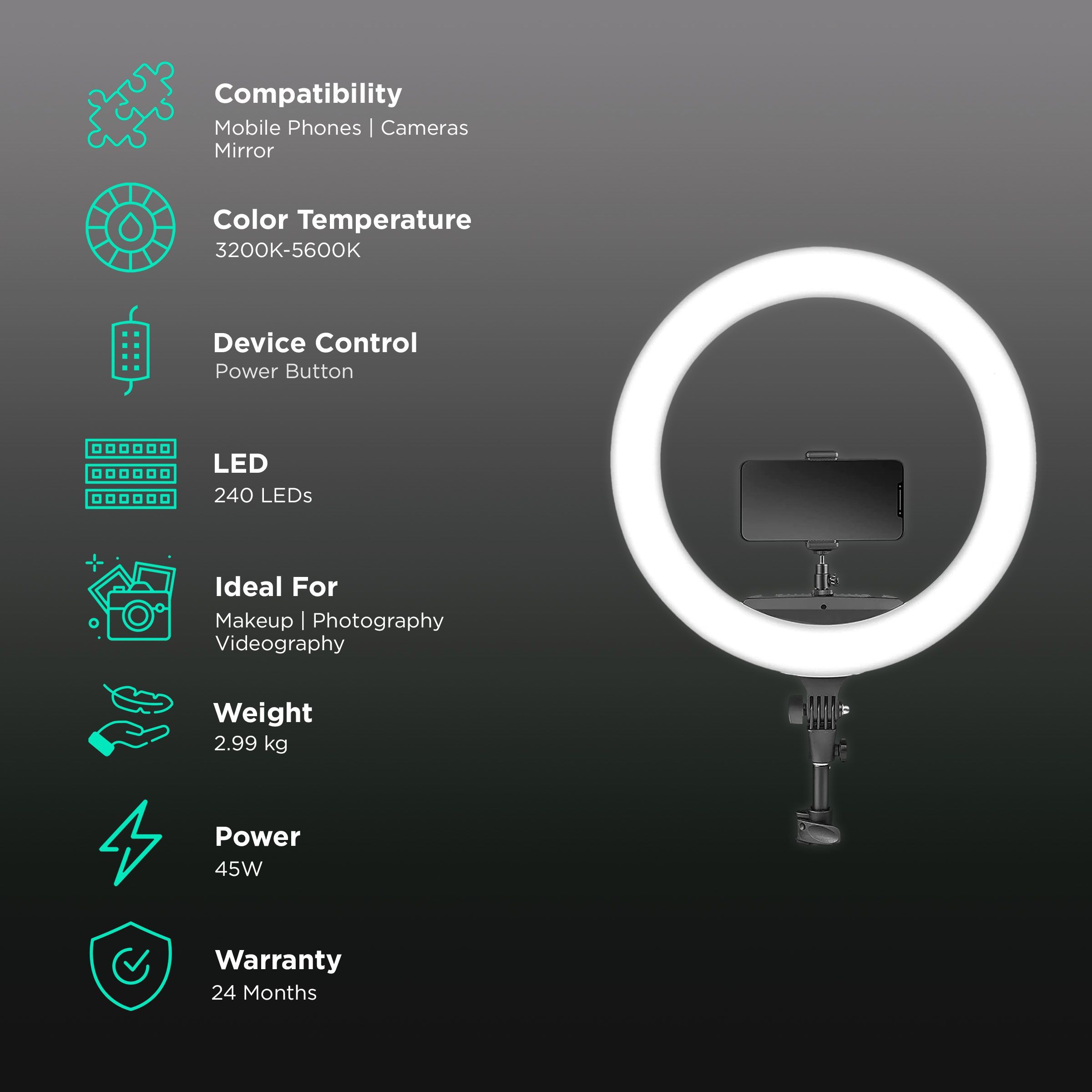Digitek DRL 018R Ring Light with Remote Control for Makeup, Photography & Videography (Multi-Angle Adjustment) Digitek DRL 018R Ring Light with Remote Control for Makeup, Photography & Videography (Multi-Angle Adjustment)_3