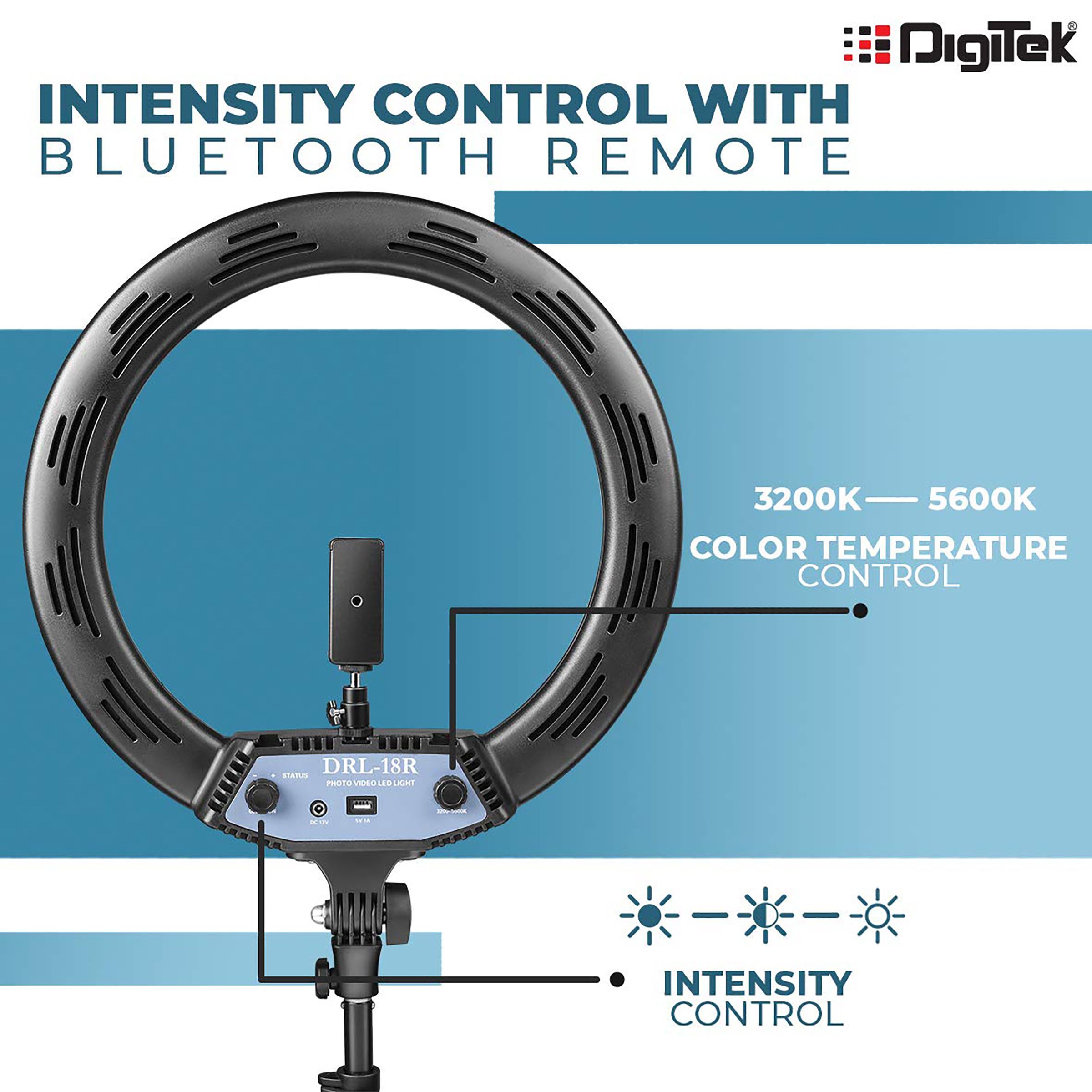 Digitek DRL 18RC Ring Light with Bluetooth Remote, Tripod & Bag for Photography, Videography & Makeup (Lightweight & Portable)_11