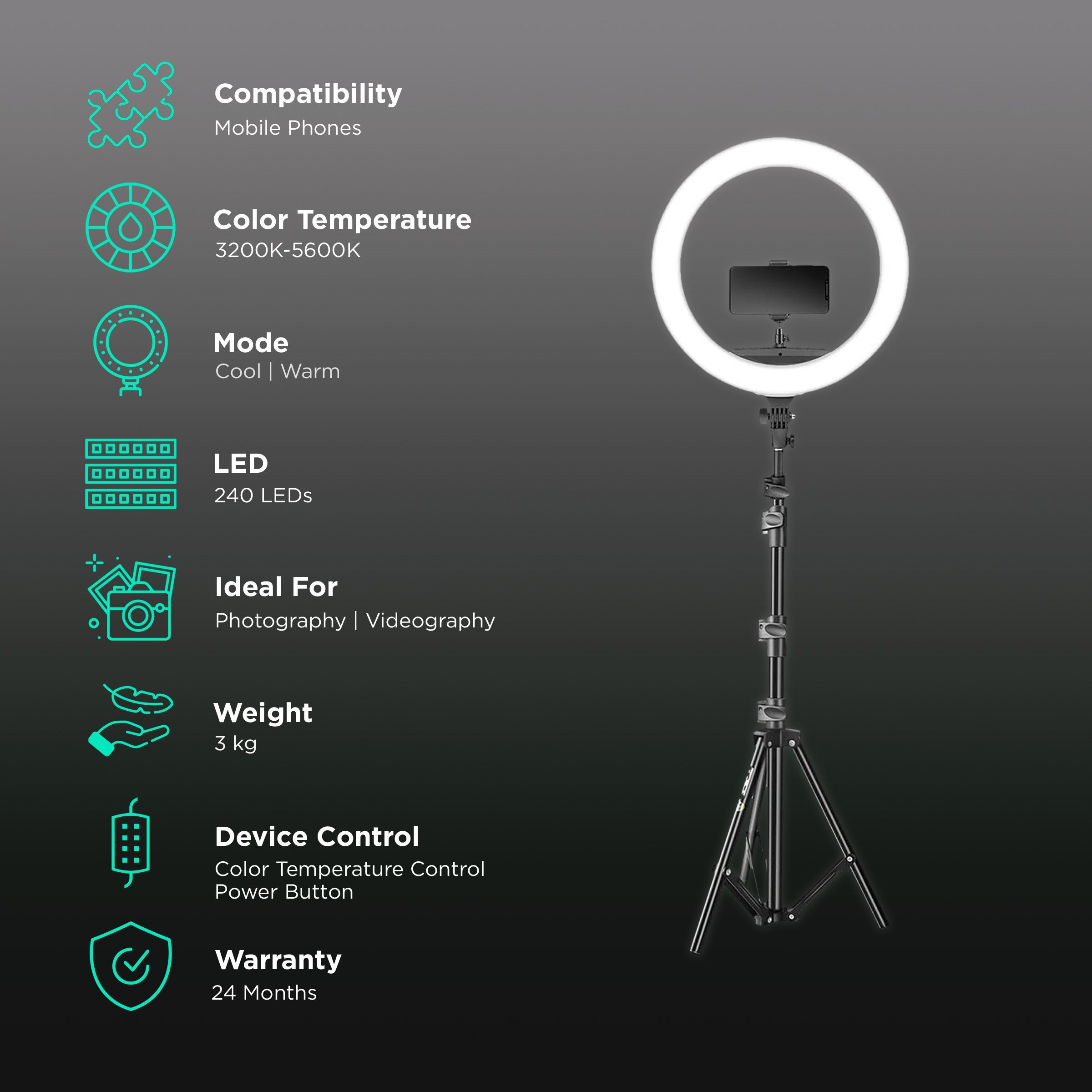 Digitek DRL 18RC Ring Light with Bluetooth Remote, Tripod & Bag for Photography, Videography & Makeup (Lightweight & Portable)_3