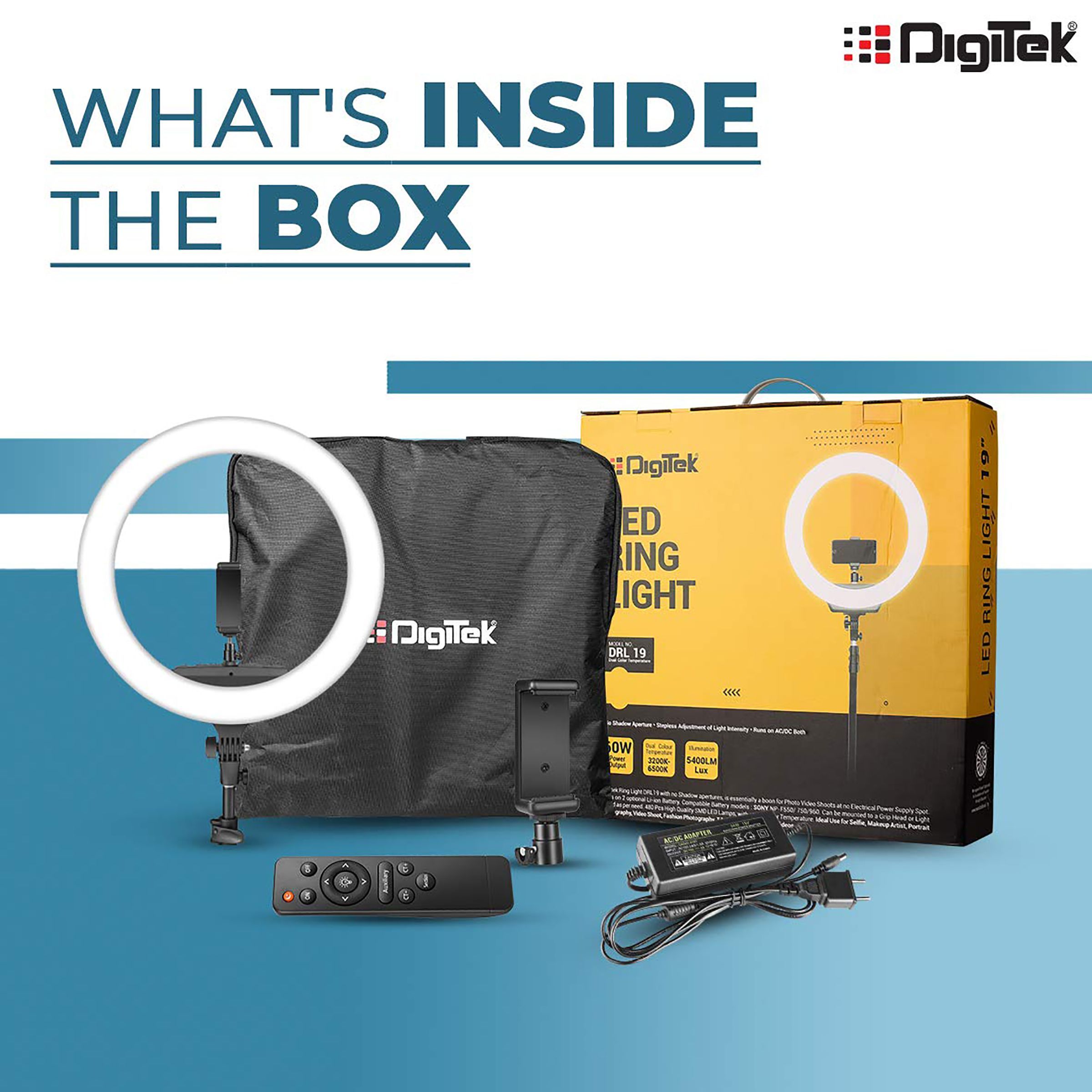 Digitek DRL 18RC Ring Light with Bluetooth Remote, Tripod & Bag for Photography, Videography & Makeup (Lightweight & Portable)_7