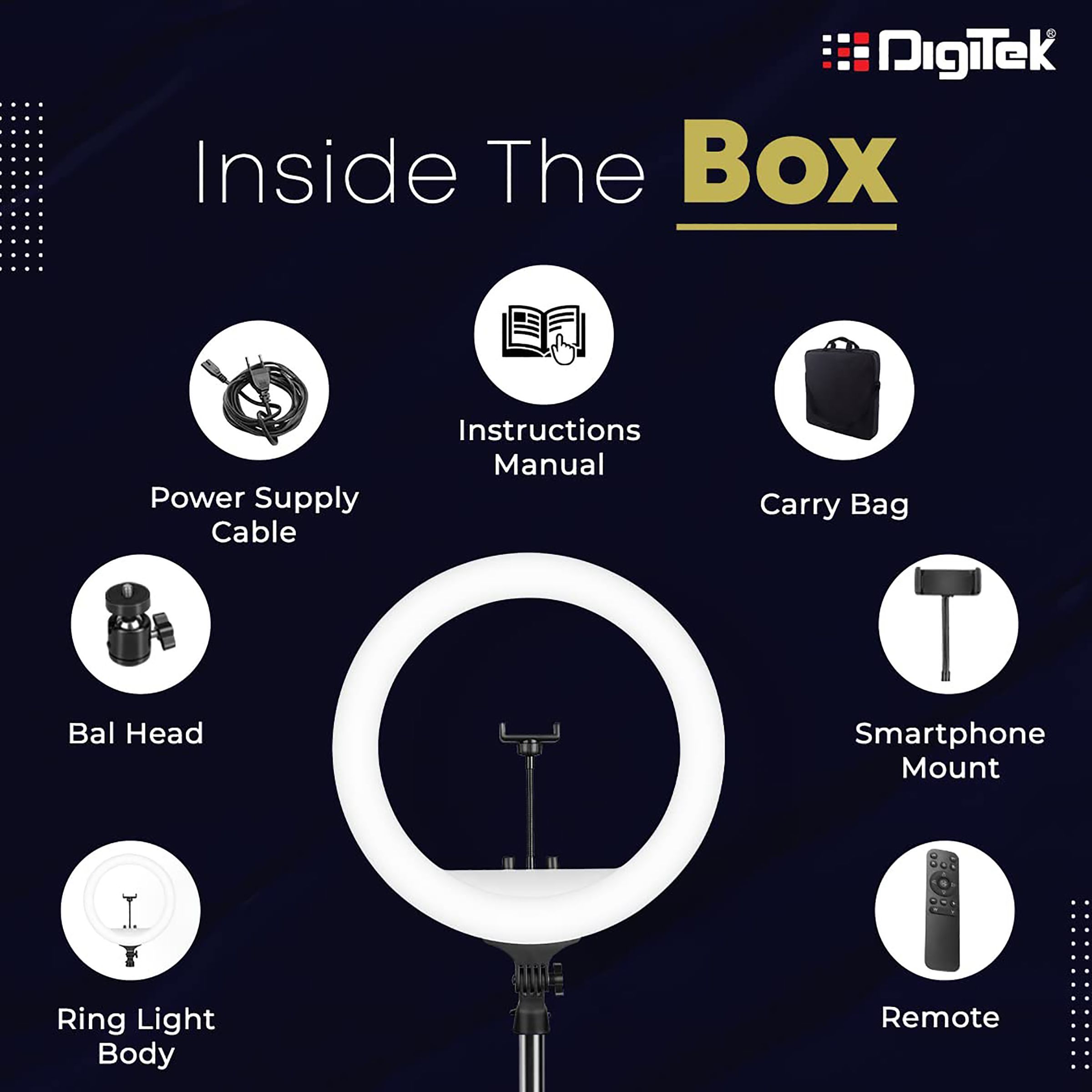 Digitek DRL-18 RGB Ring Light with Remote & Carry Bag for Photography, Videography & Live Streaming (Multi-Angle Adjustment)_7