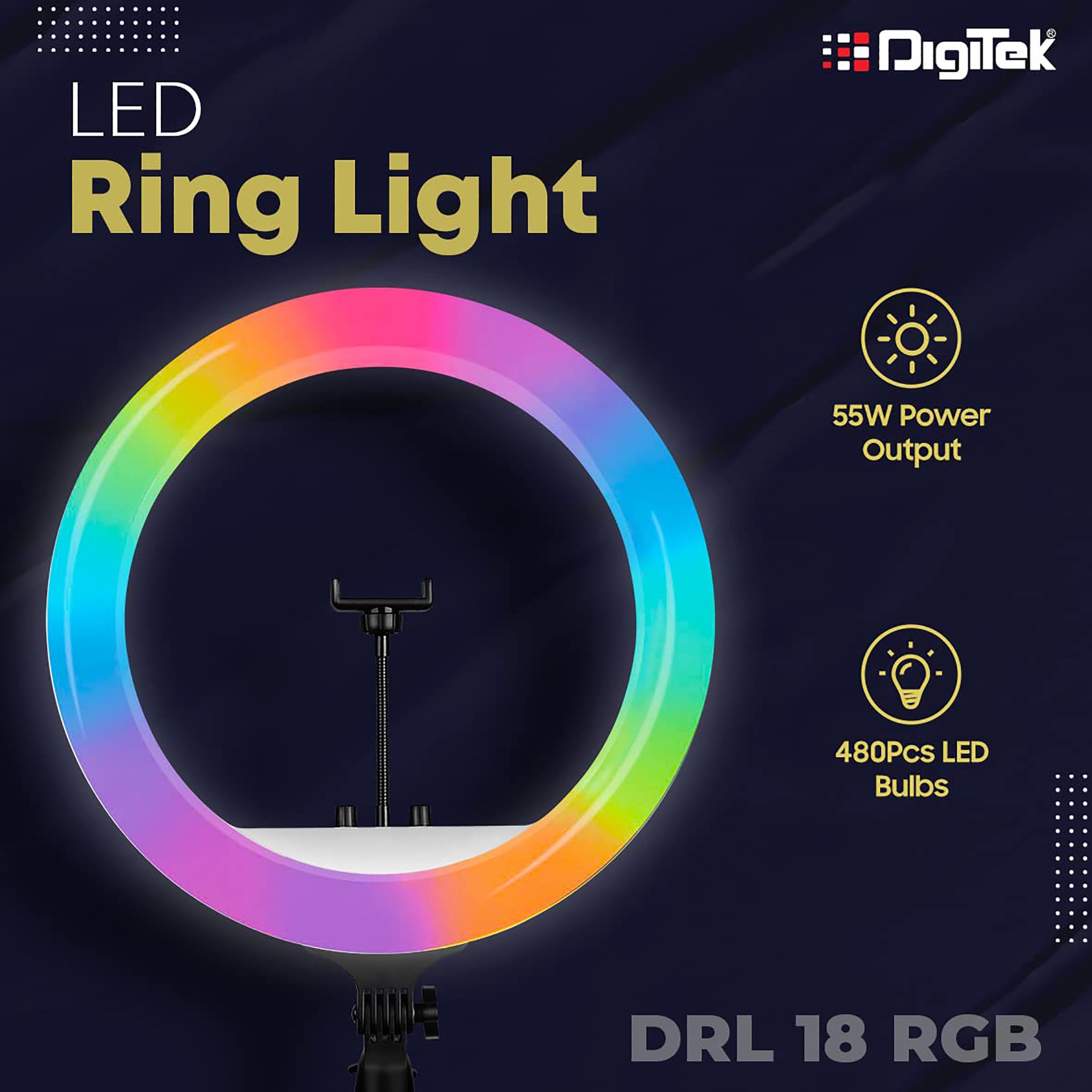 Digitek DRL-18 RGB Ring Light with Remote & Carry Bag for Photography, Videography & Live Streaming (Multi-Angle Adjustment)_8