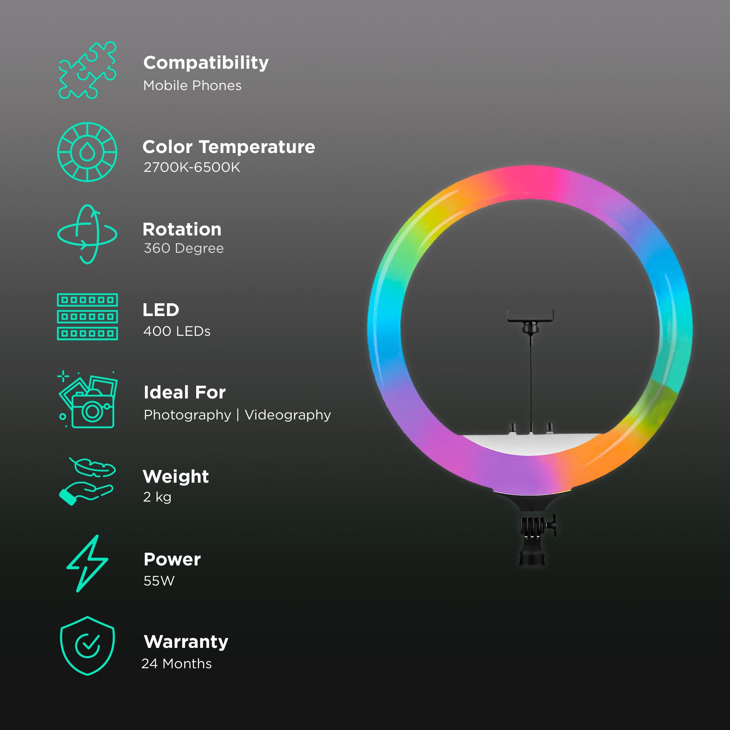 Digitek DRL-18 RGB Ring Light with Remote & Carry Bag for Photography, Videography & Live Streaming (Multi-Angle Adjustment)_3