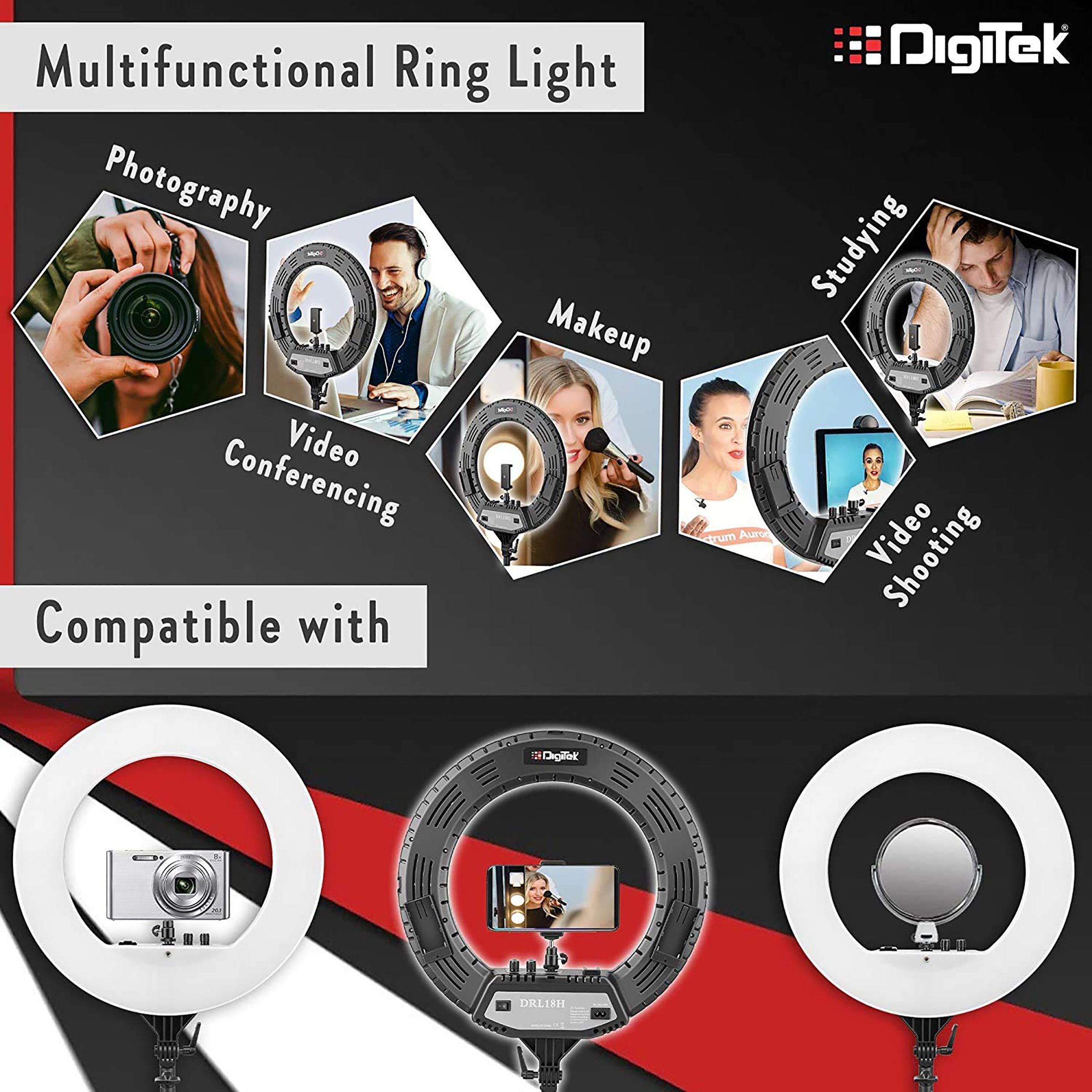 Digitek DRL-18HC9 Ring Light with Mobile Holder for Still Photography & Videography (Dual Color Modes)_9