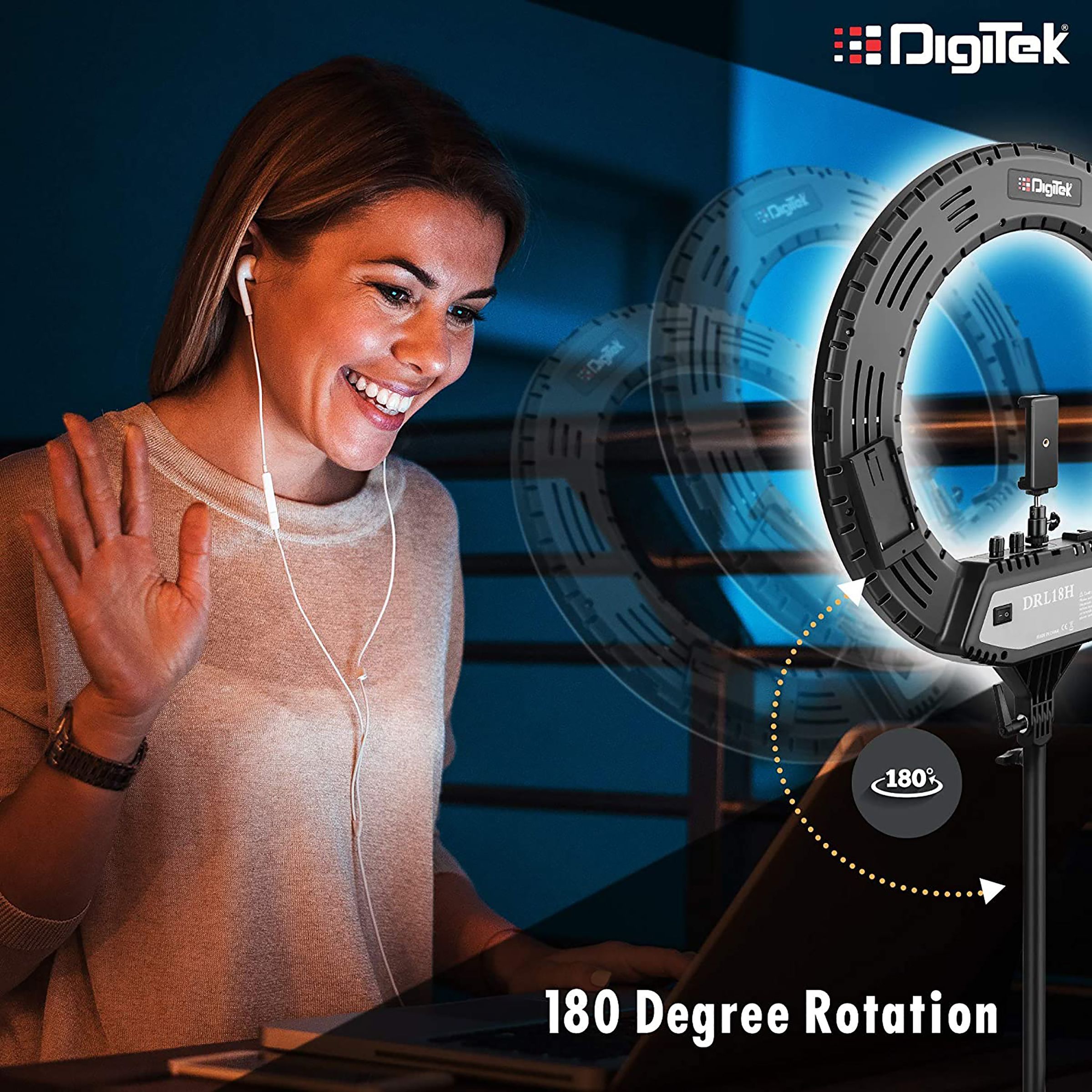 Digitek DRL-18 Ring Light with Mobile Holder, Carry Bag for Photography & Videography (Dimmable Lighting)_6