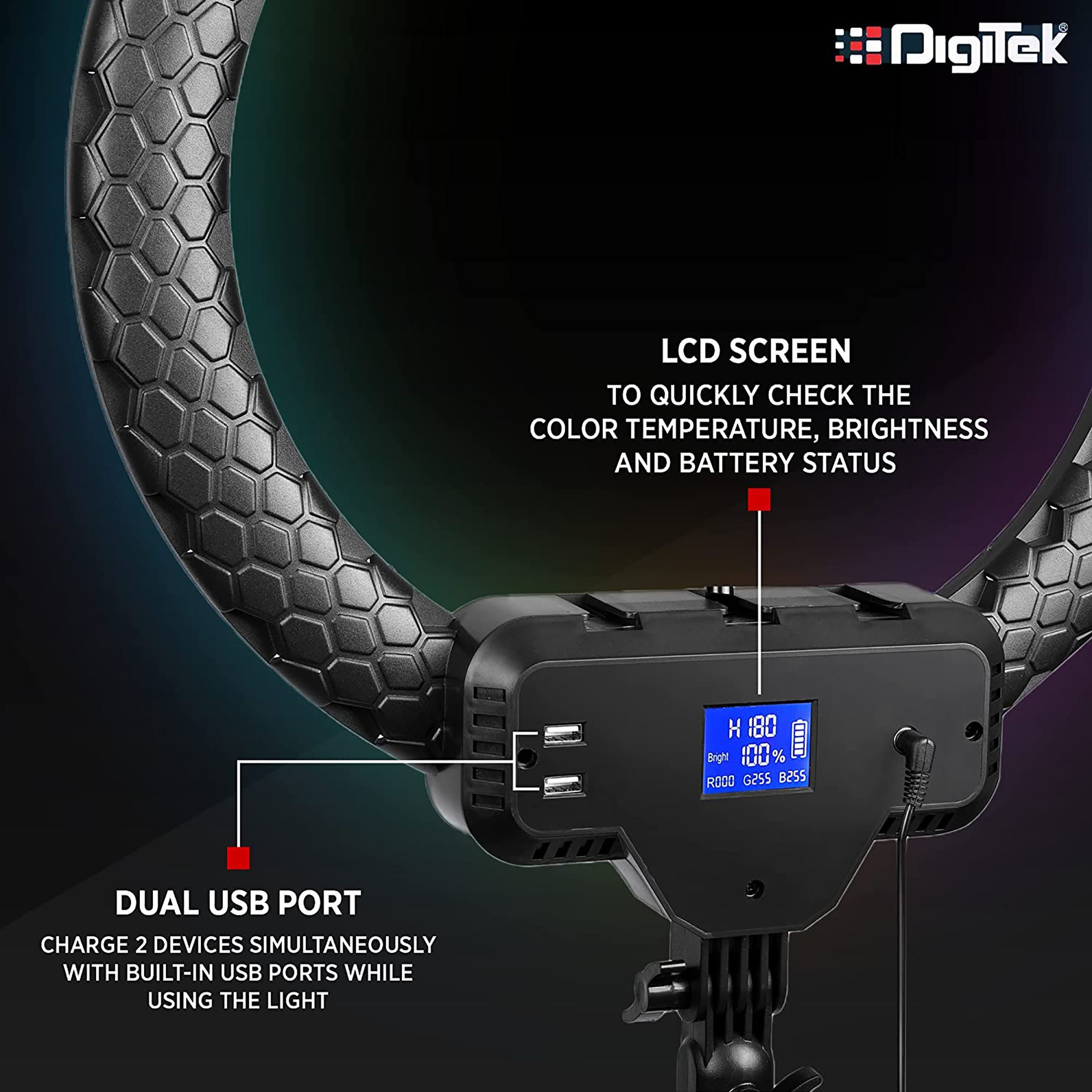 Digitek DPRL-19 RGB Ring Light with Remote Control for Photography & Videography (Rainbow Light)_12