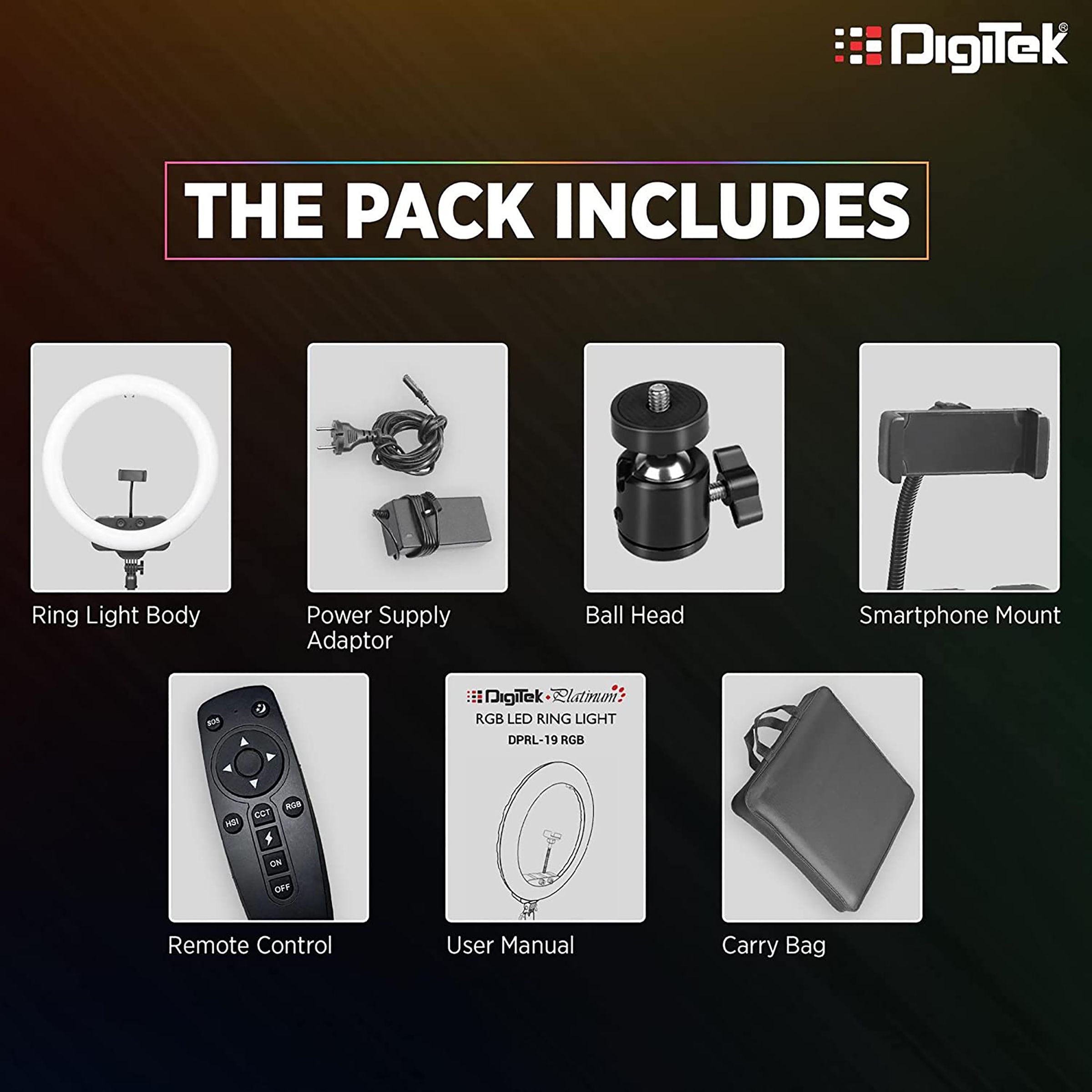 Digitek DPRL-19 RGB Ring Light with Remote Control for Photography & Videography (Rainbow Light)_13