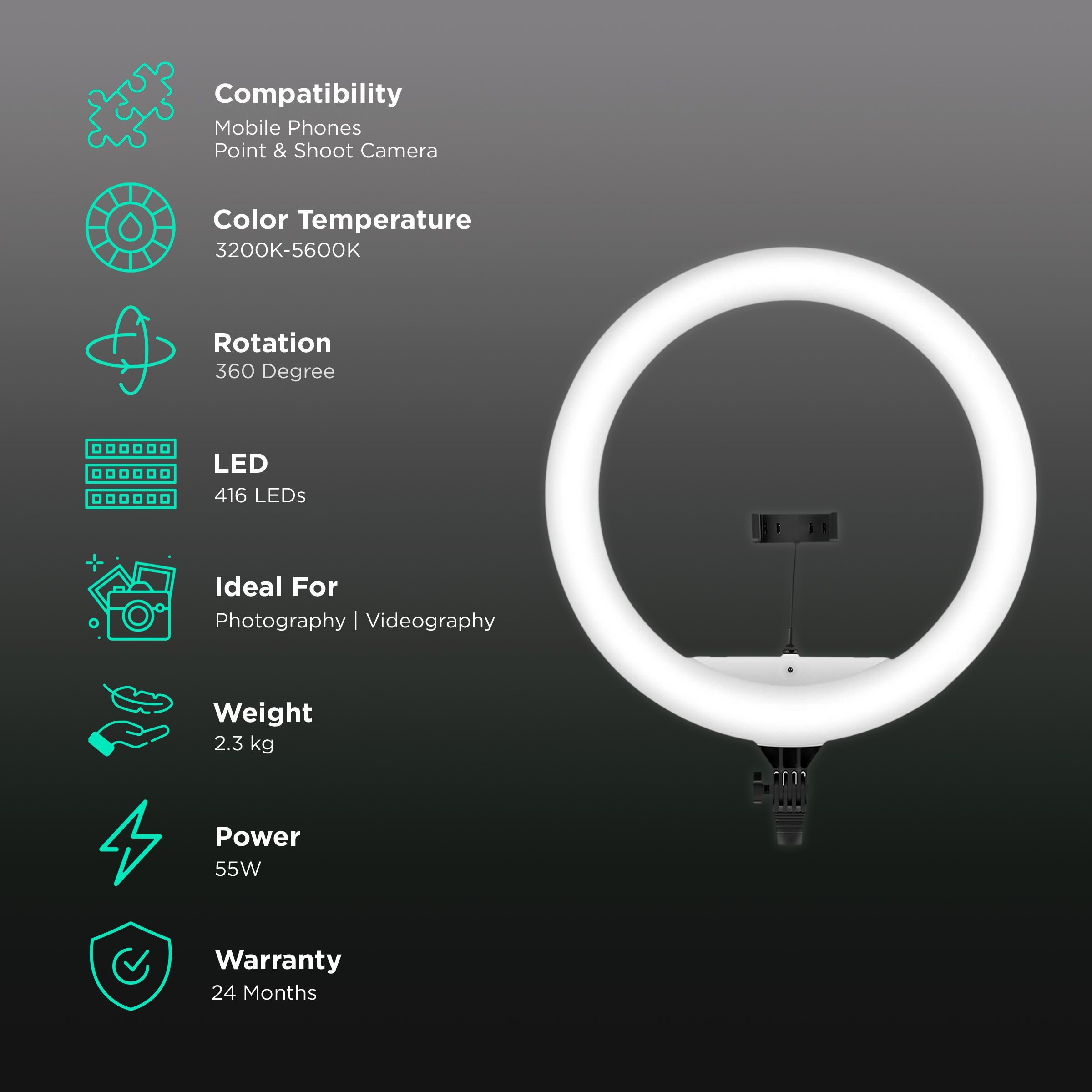 Digitek DWRS-003 Ring Light with Mobile Holder & Remote for Still Photography & Videography (Dimmable Lighting)_3