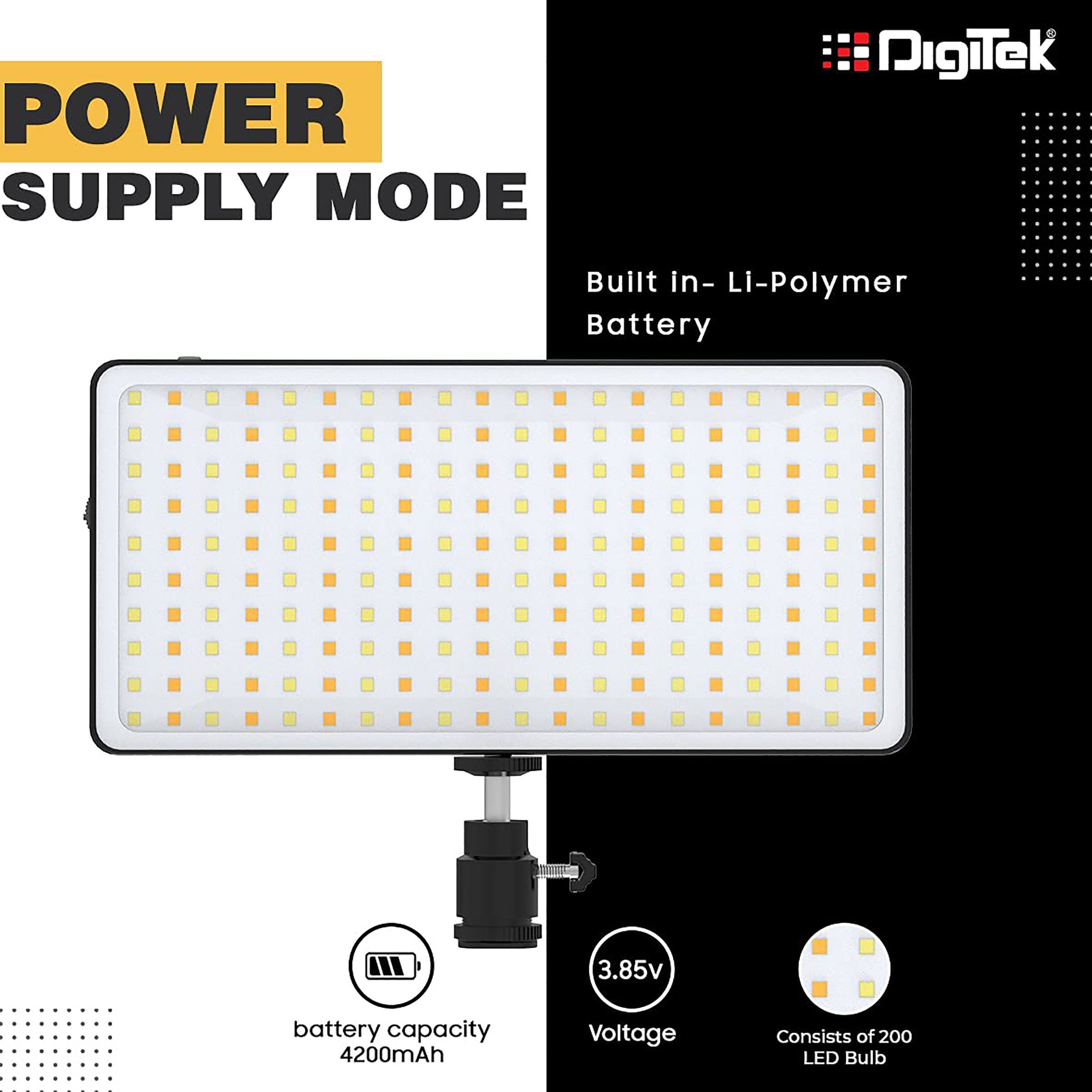 Digitek D200ML LED Video Light for Still Photography & Videography (OLED Screen) Digitek D200ML LED Video Light for Still Photography & Videography (OLED Screen)_4