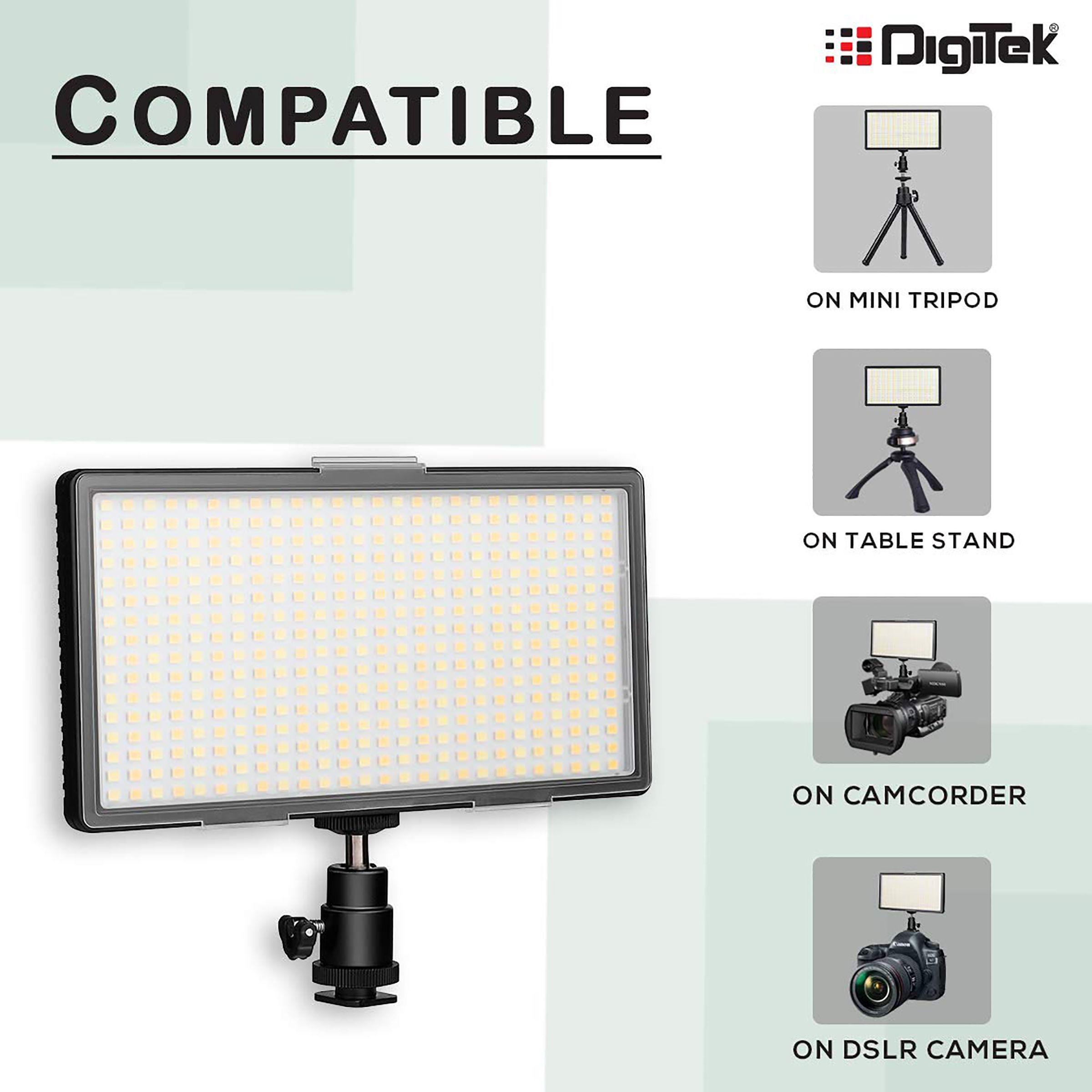 Digitek D416 Combo LED Video Light with Li-ion Battery for Still Photography & Videography (Angle Adjustable)_5
