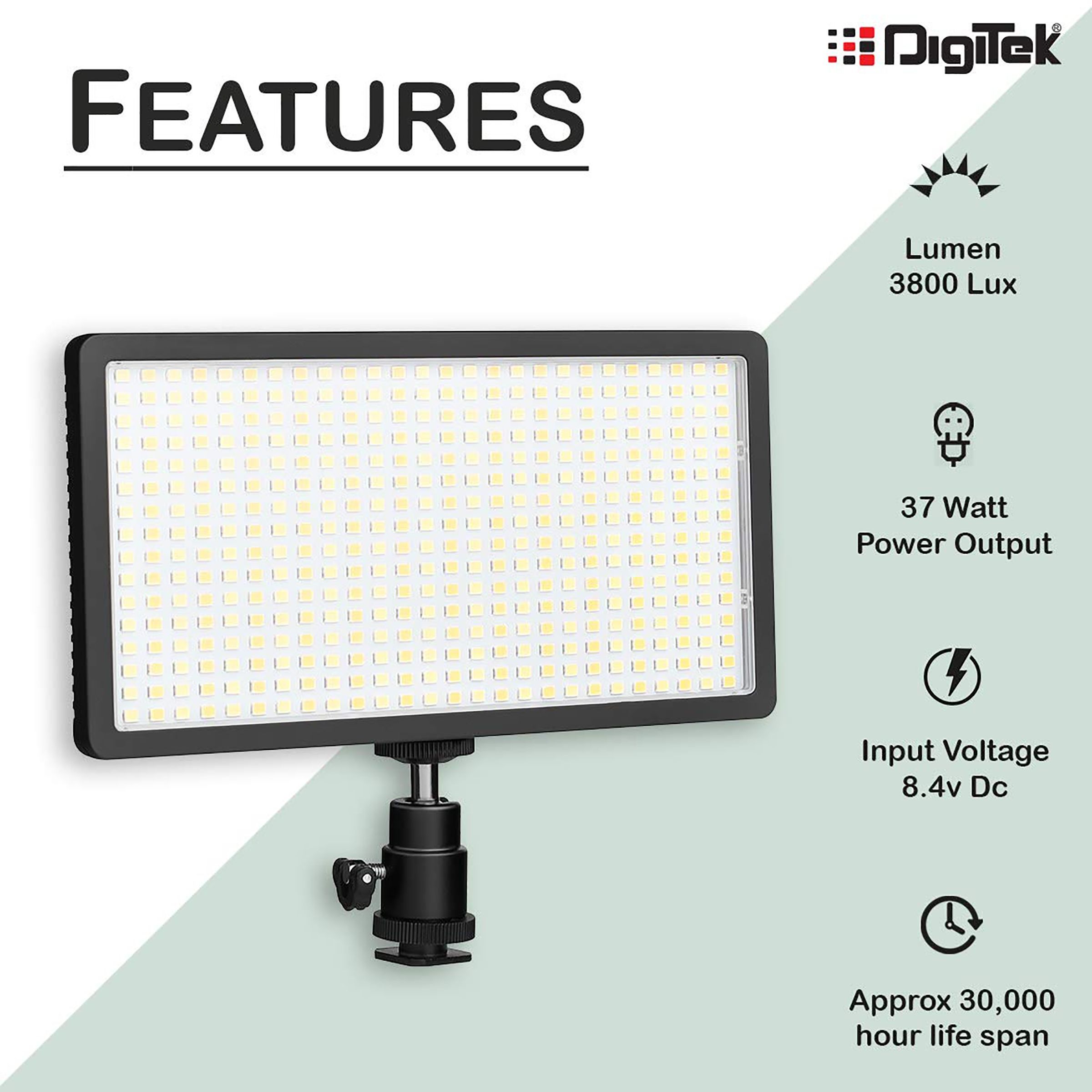 Digitek D416 Combo LED Video Light with Li-ion Battery for Still Photography & Videography (Angle Adjustable)_9
