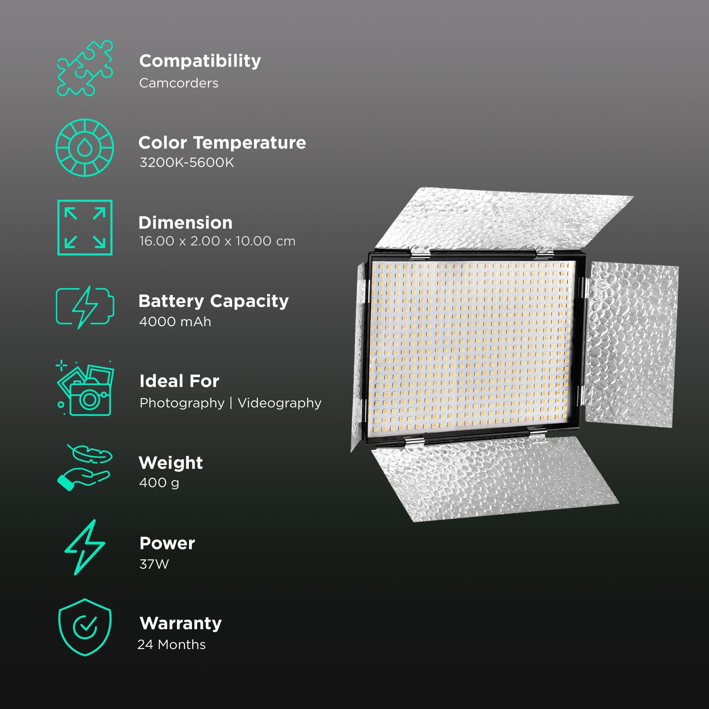 Digitek D520B LED Video Light with 4 Detachable Barndoor for Still Photography & Videography (Dual Color Temperature)_3