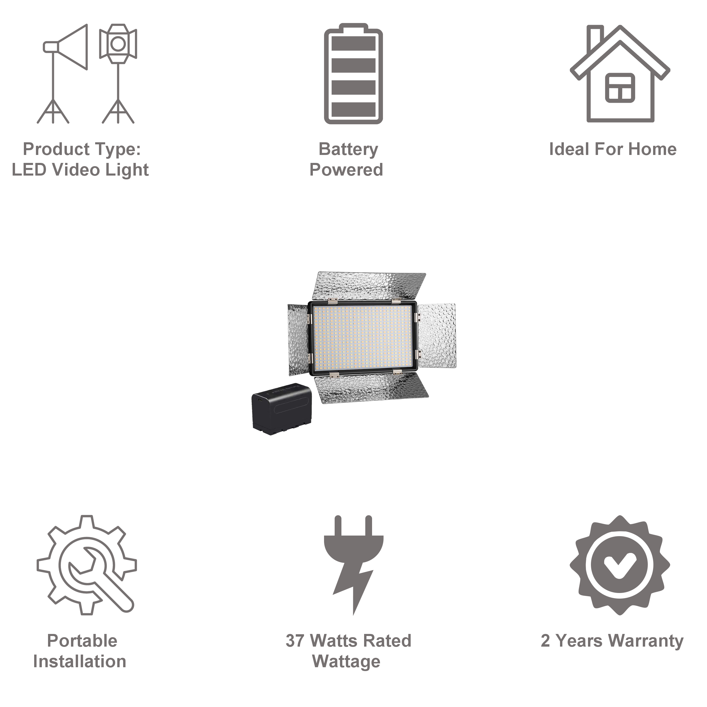 DigiTek D520B Com F750MU LED Video Light with Barndoor for Camera (Dual Color Temperature, Black) DigiTek D520B Com F750MU LED Video Light with Barndoor for Camera (Dual Color Temperature, Black)_3