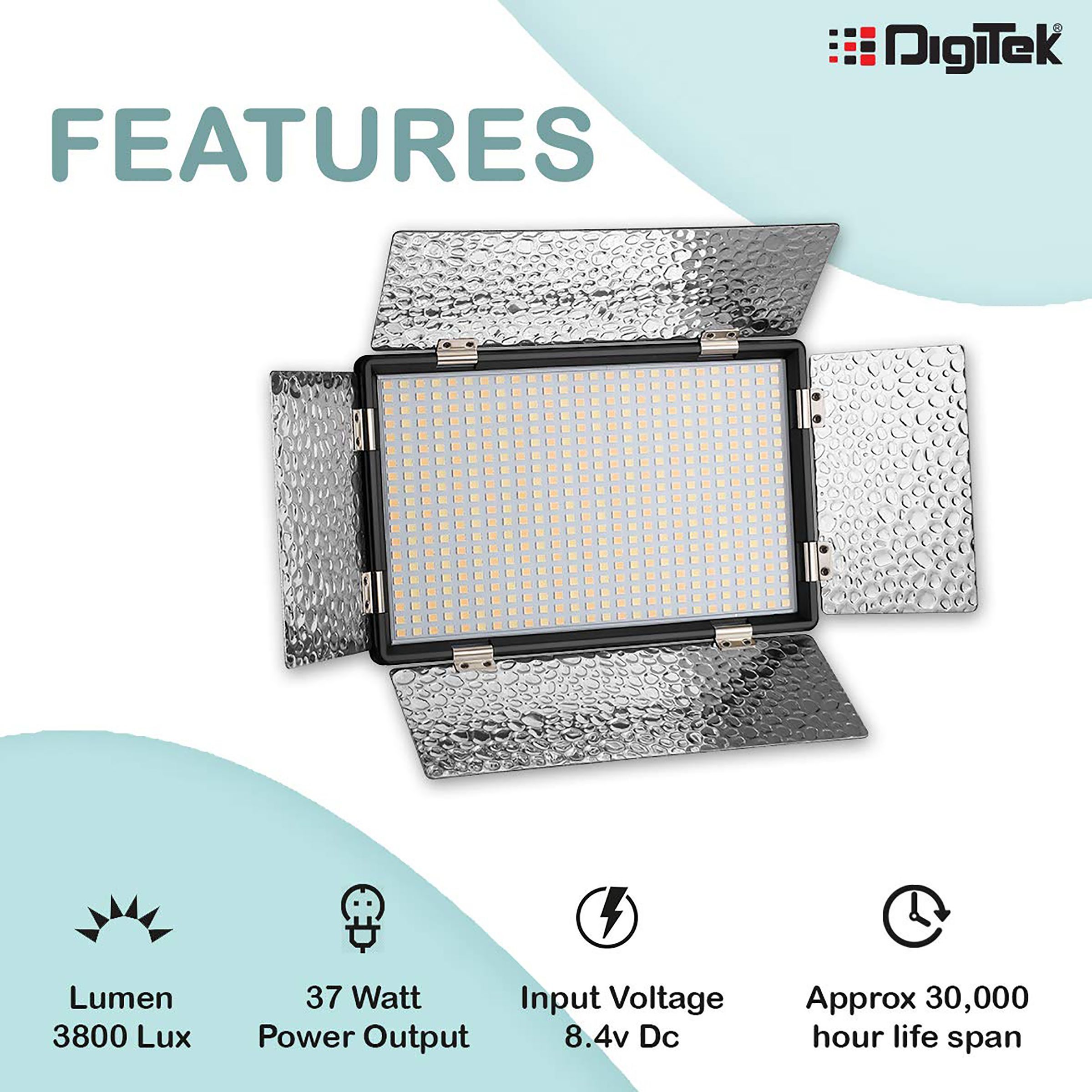 DigiTek D520B Com F750MU LED Video Light with Barndoor for Camera (Dual Color Temperature, Black) DigiTek D520B Com F750MU LED Video Light with Barndoor for Camera (Dual Color Temperature, Black)_6