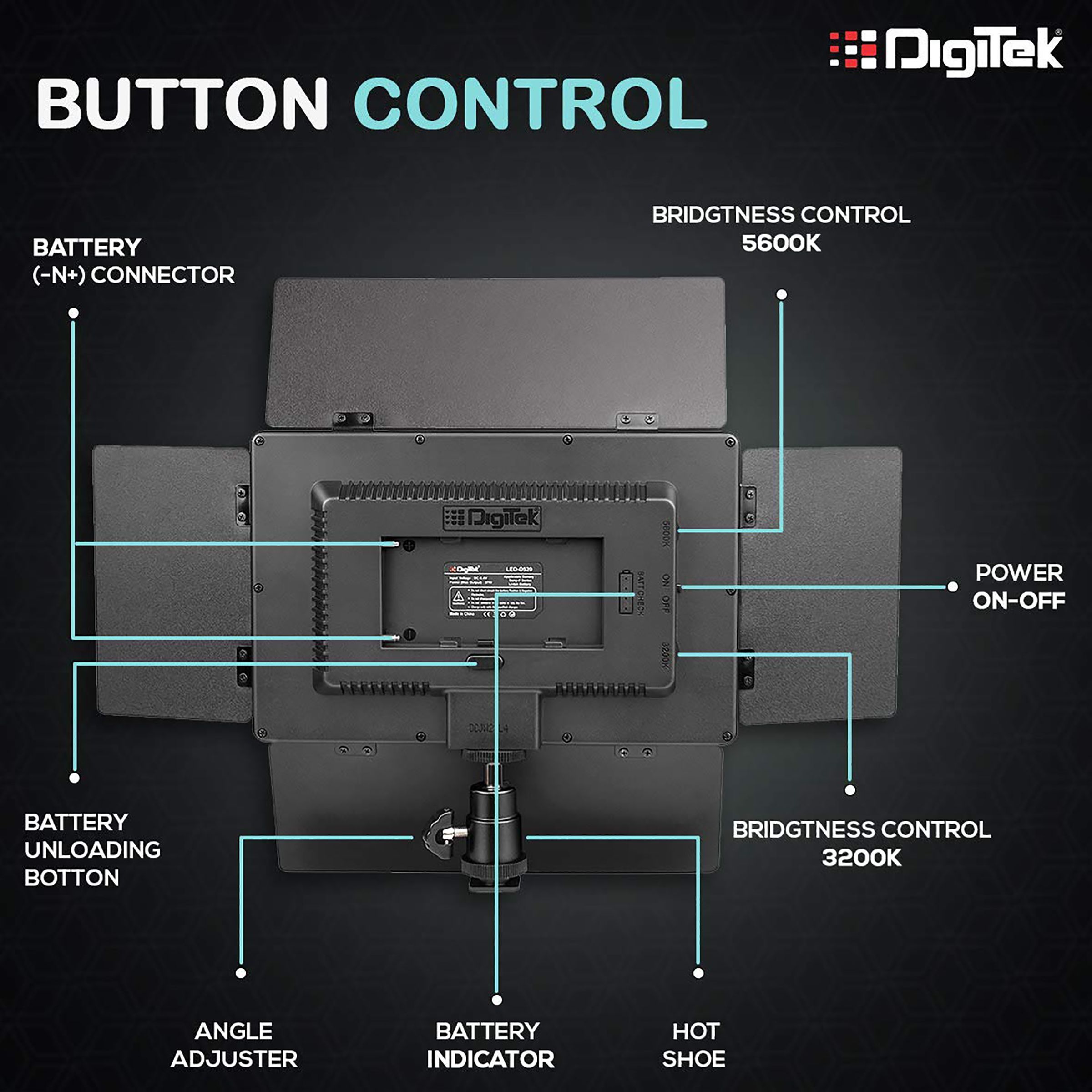 DigiTek D520B Com F750MU LED Video Light with Barndoor for Camera (Dual Color Temperature, Black) DigiTek D520B Com F750MU LED Video Light with Barndoor for Camera (Dual Color Temperature, Black)_8