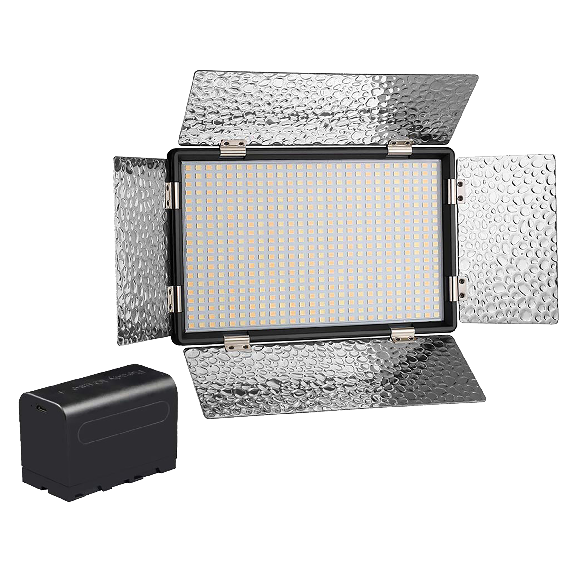 DigiTek D520B Com F750MU LED Video Light with Barndoor for Camera (Dual Color Temperature, Black) DigiTek D520B Com F750MU LED Video Light with Barndoor for Camera (Dual Color Temperature, Black)_1
