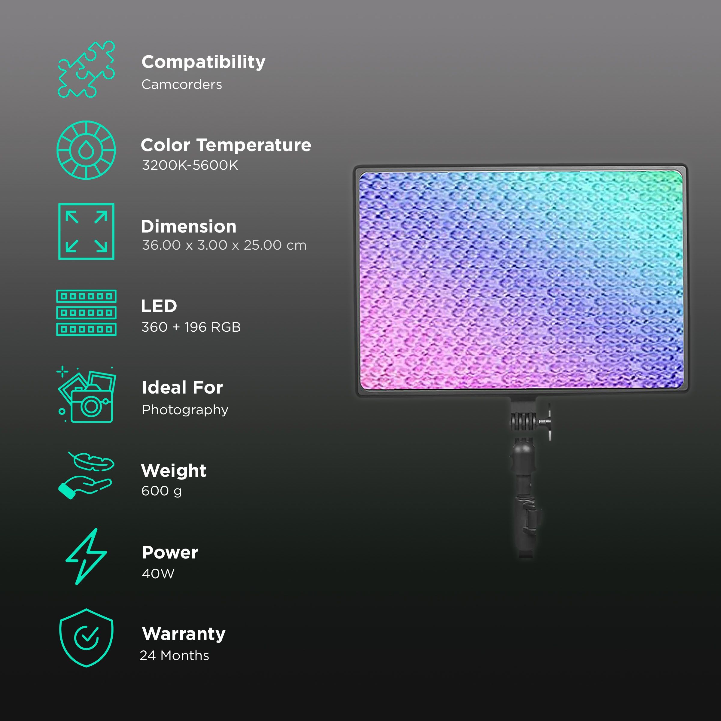 Digitek D556 RGB LED Video Light with Remote for Still Photography (Bi-Color & RGB Effects)_3