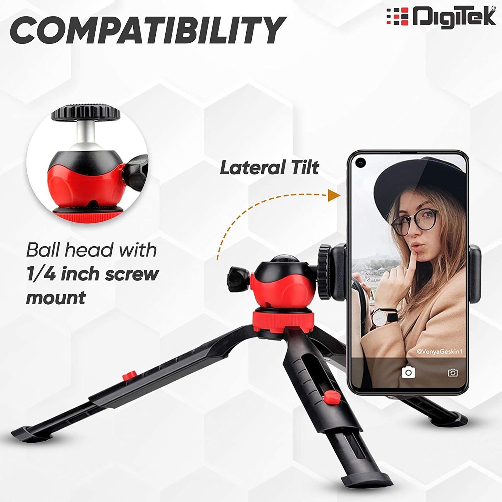 DigiTek DTR 200 MT 20cm Adjustable Mini Tripod for Mobile and Camera (Anti Skid Rubber Feet, Black)_6