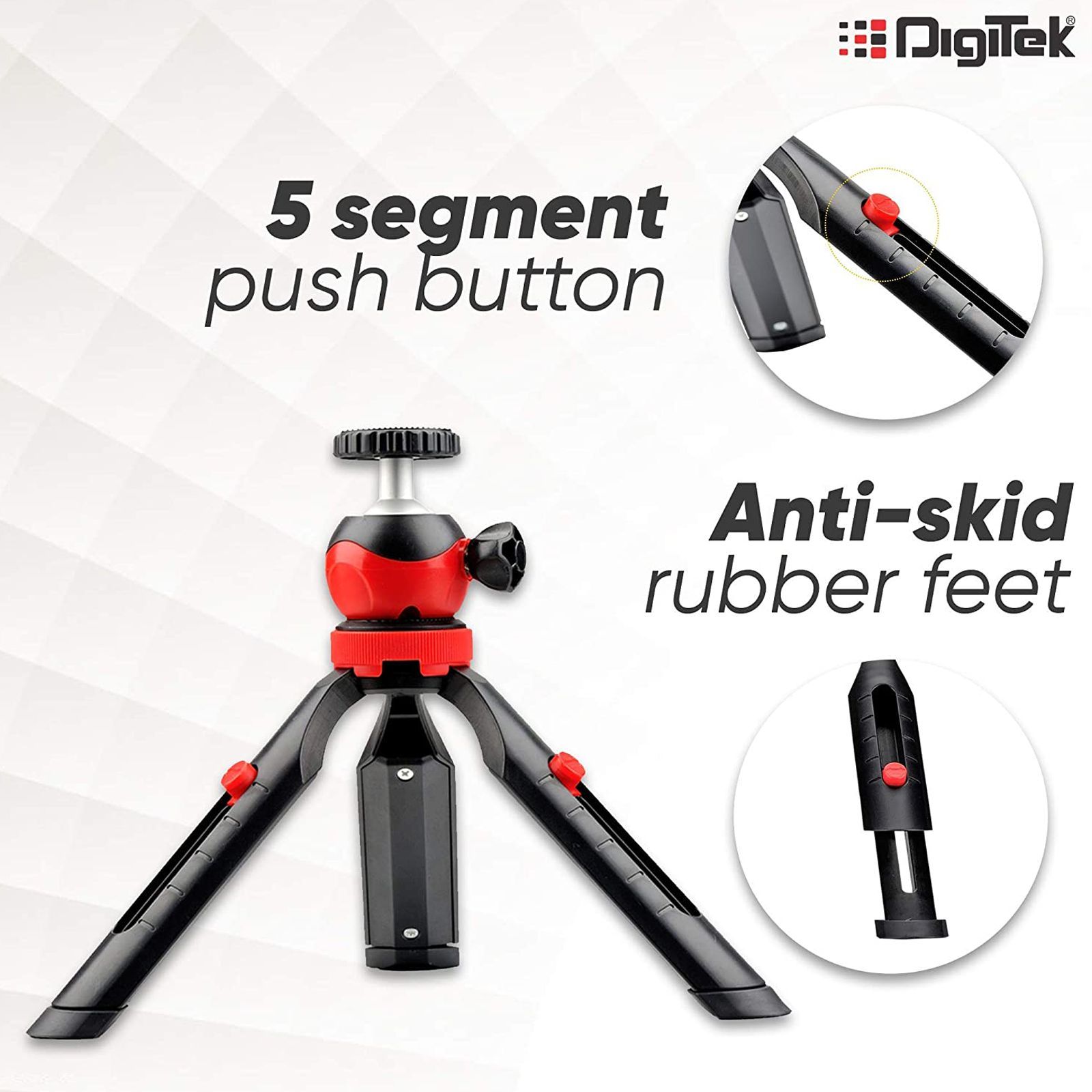 DigiTek DTR 200 MT 20cm Adjustable Mini Tripod for Mobile and Camera (Anti Skid Rubber Feet, Black)_8