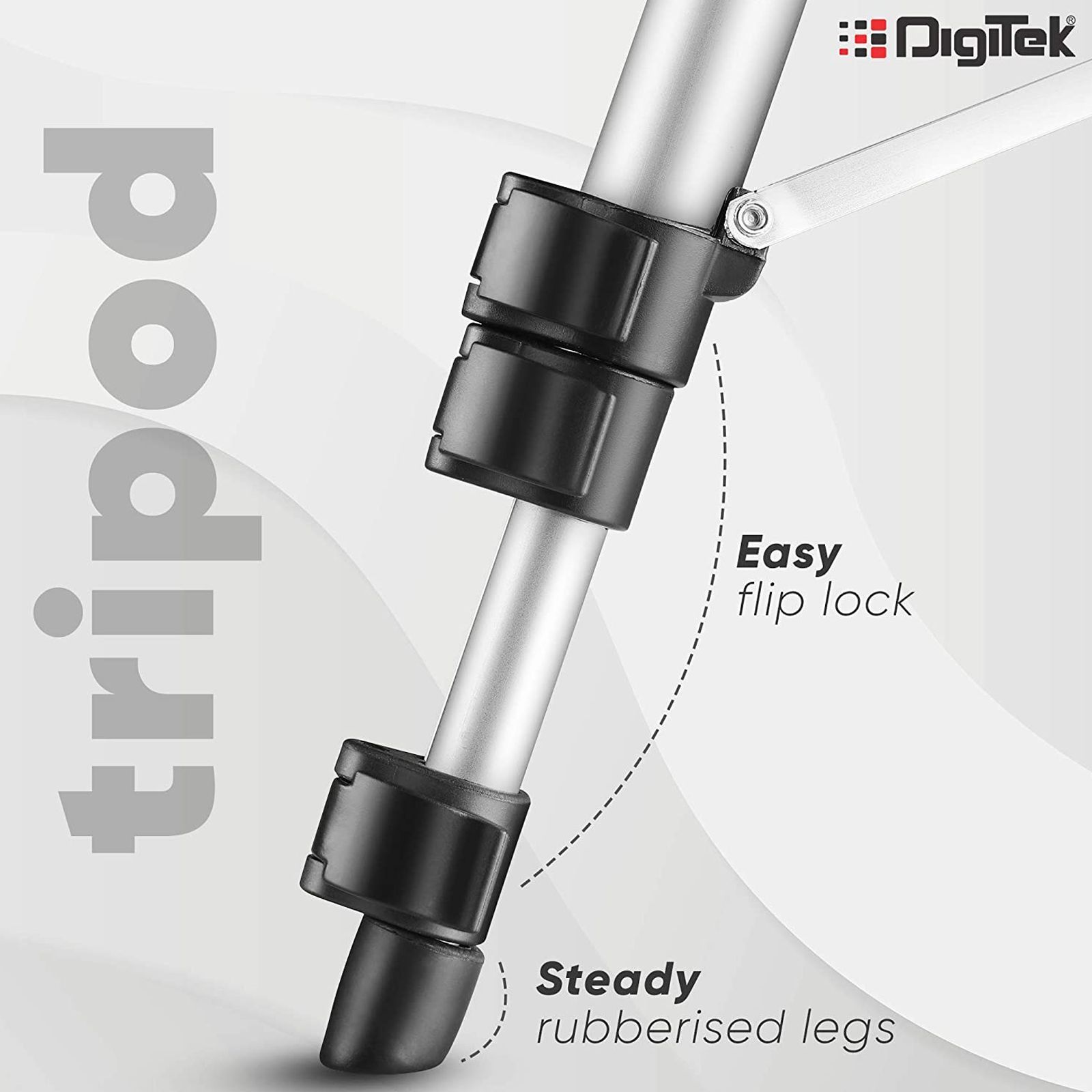 DigiTek DTR 455 LT 130cm Adjustable Tripod for Mobile and Camera (3 Way Head with Adjustable Pan, Black)_6